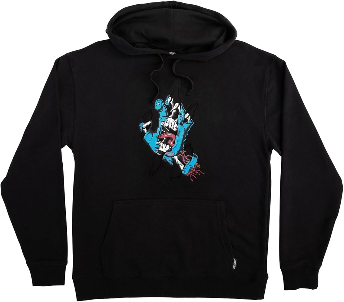 SANTA CRUZ Torn Hand P/O Hooded Midweight Sweatshirt Black Sm Mens