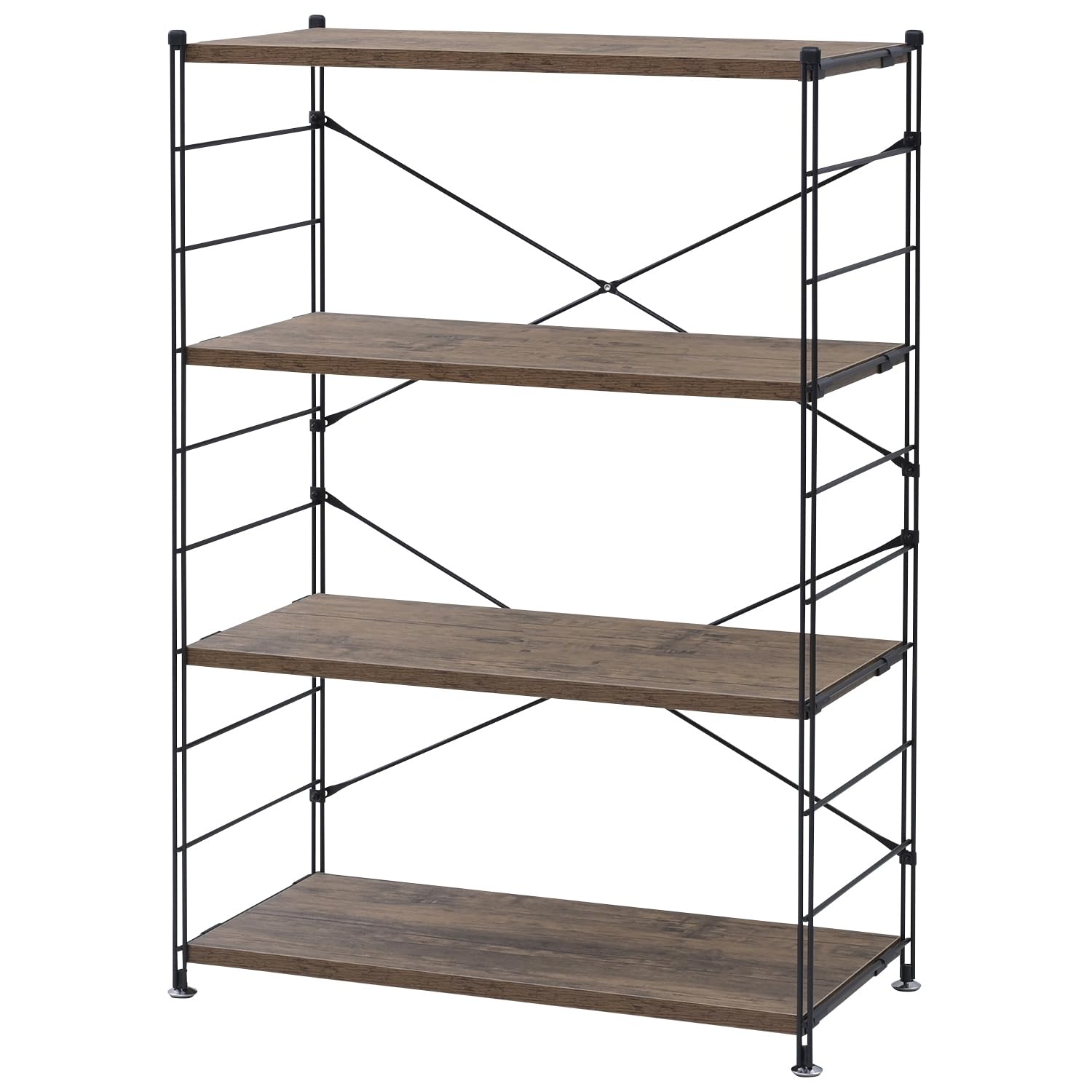 Amazon｜[山善] ウッドシェルフ 収納ラック 木製棚板 4段 幅85.5×奥行