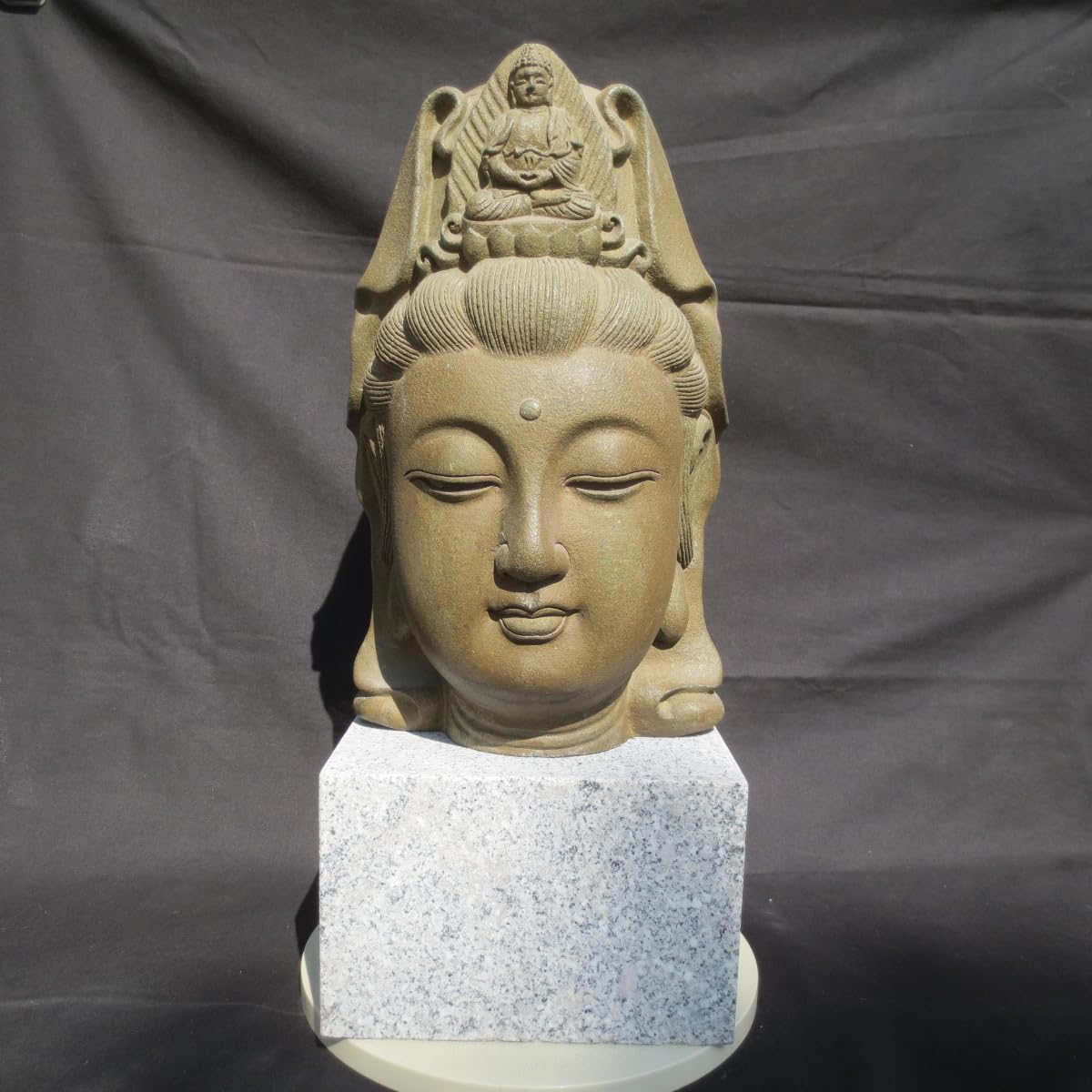 Amazon.co.jp: 観世音菩薩 観音様 かんのん 仏像 仏頭 みかげ石 御影石