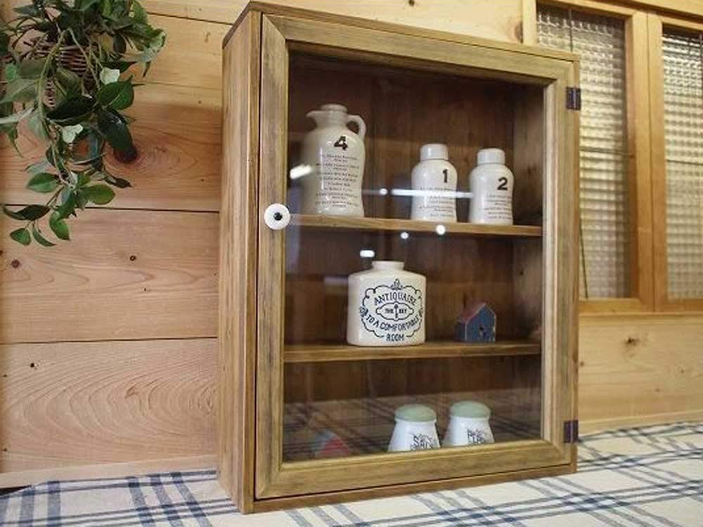 Amazon.co.jp: キャビネット 片開き扉 アンティークブラウン