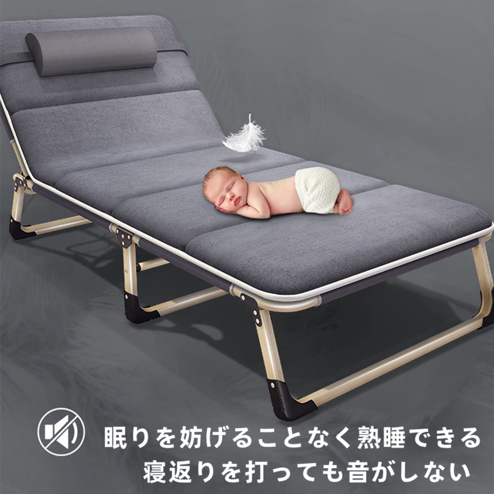 Amazon.co.jp: ブラック+クッション 枕木コンパクト 折りたたみベッド