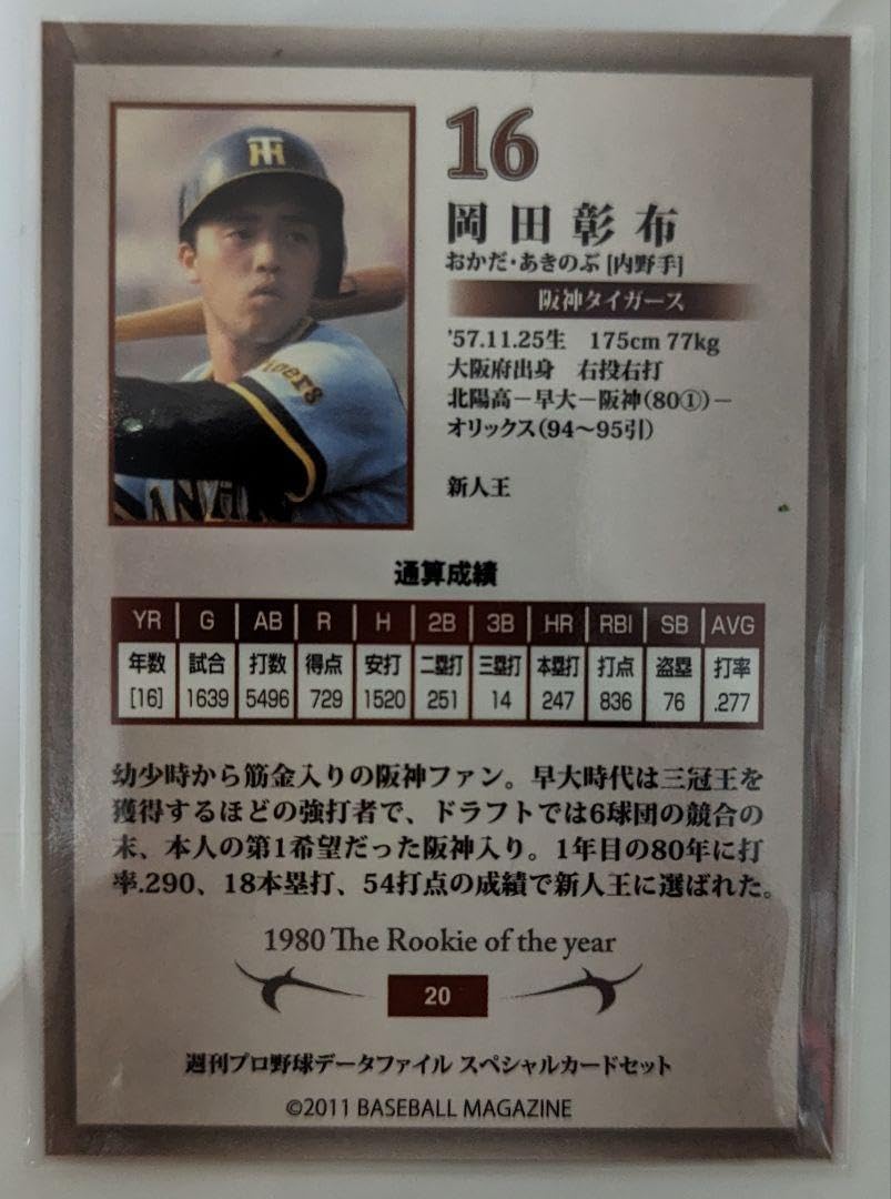 Amazon.co.jp: 岡田彰布 阪神タイガース レジェンド スーパー ルーキー