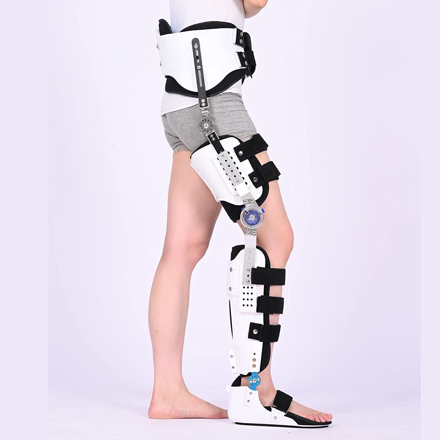 Amazon.co.jp: 膝足首足固定装具、快適なヒンジ付きヒップニーブレース