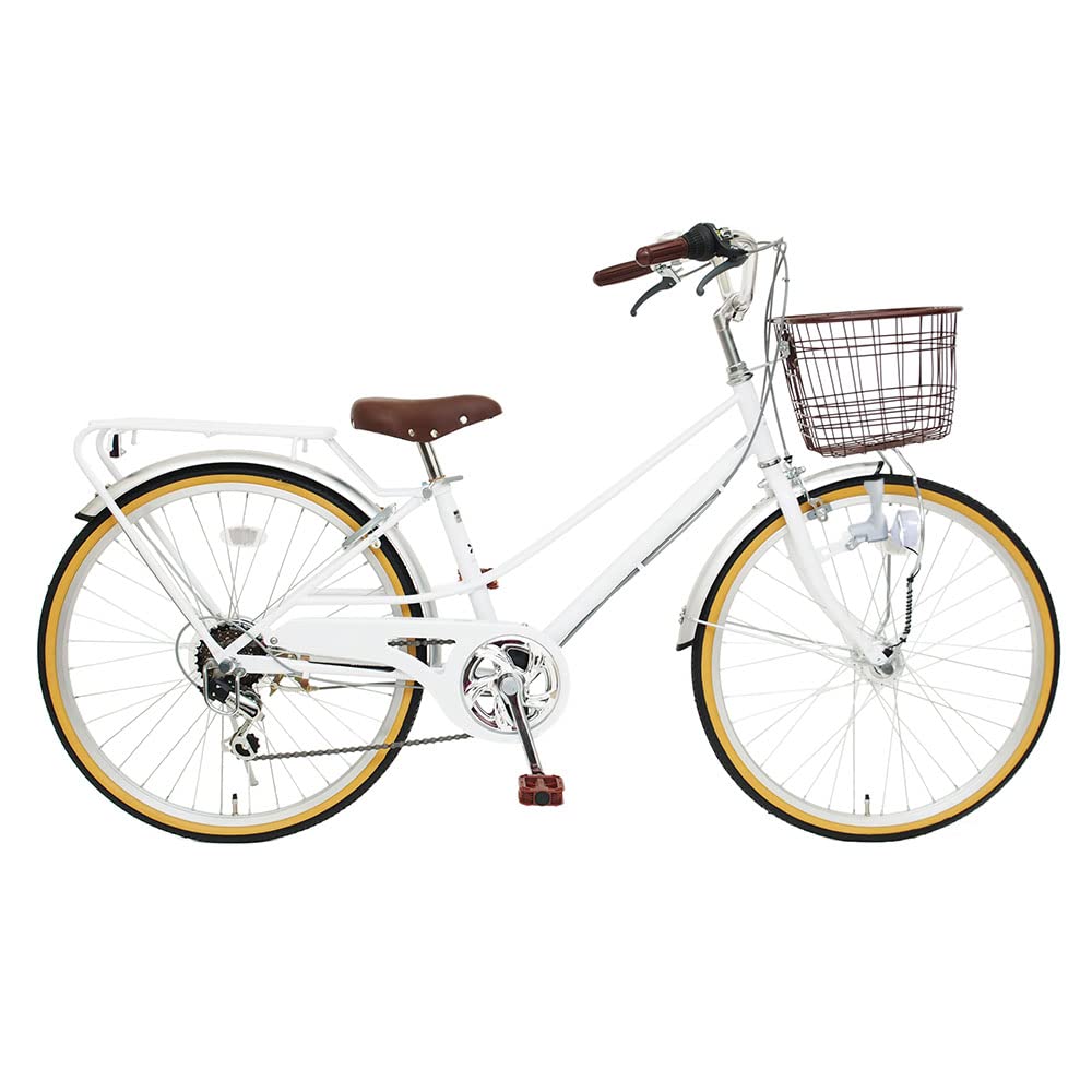 Amazon | 自転車 子ども用自転車 24インチ 6段変速ギア ホワイト