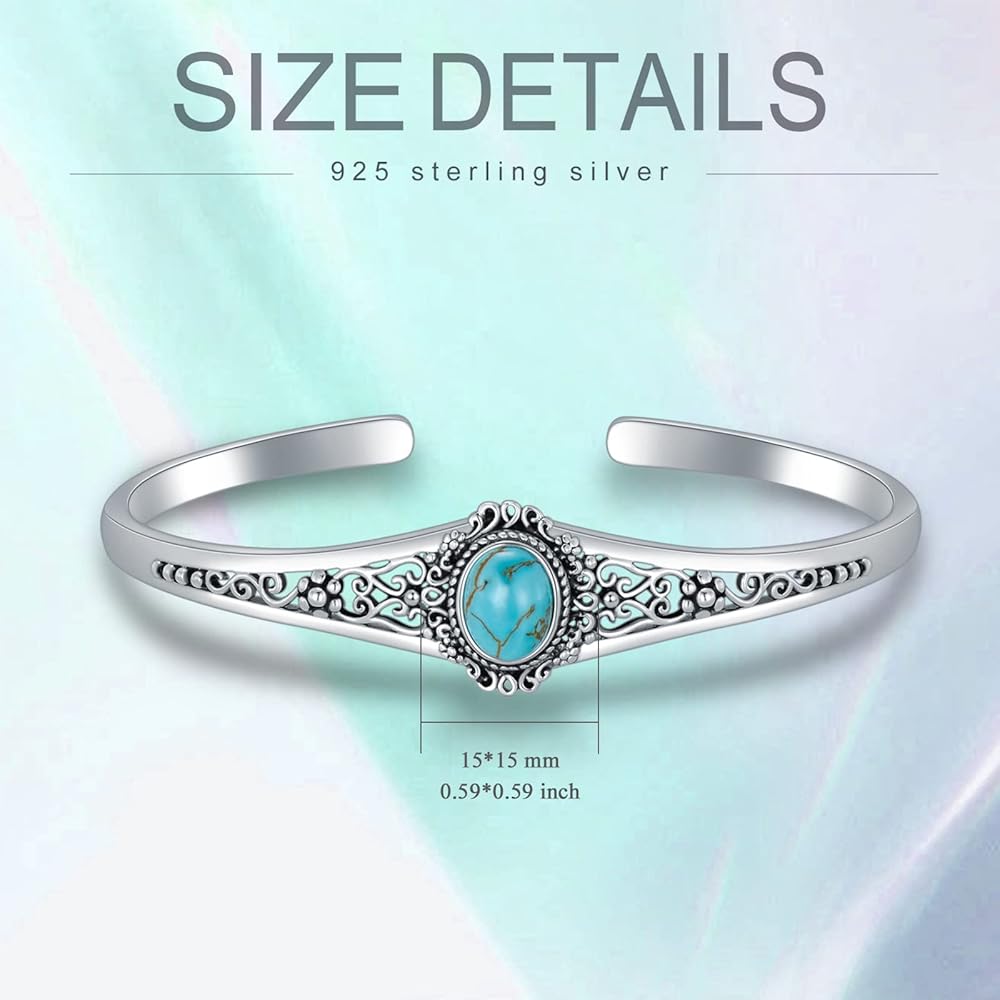 Amazon | BETHZA ターコイズバングルブレスレット レディース 925