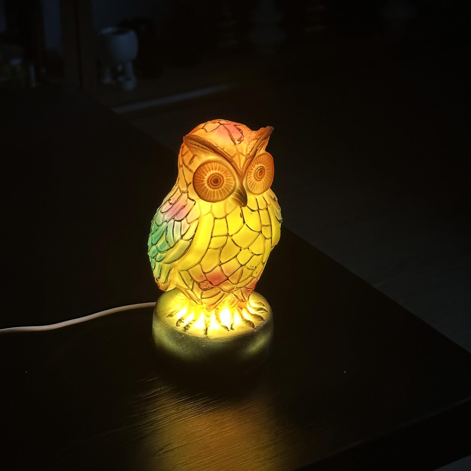 Amazon.co.jp : Yinhamnl レトロ ステンドグラス フクロウ ナイト