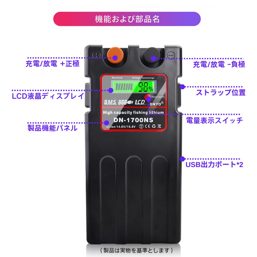 Amazon.co.jp: DNYO 電動リール用 大容量リチウムバッテリー 14.8V
