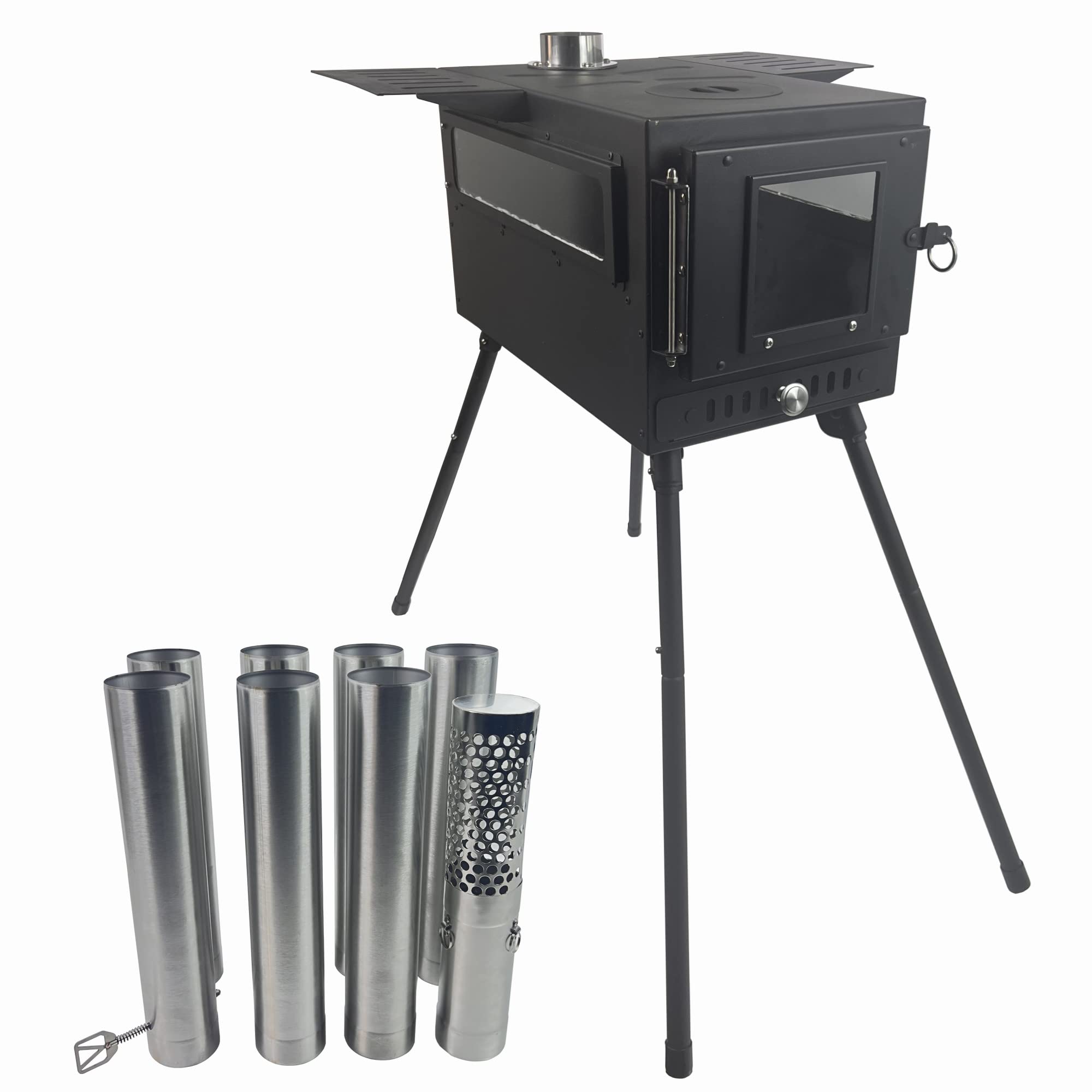 Amazon.co.jp: Solotour 【二次燃焼】薪ストーブ テント用 3面ガラス