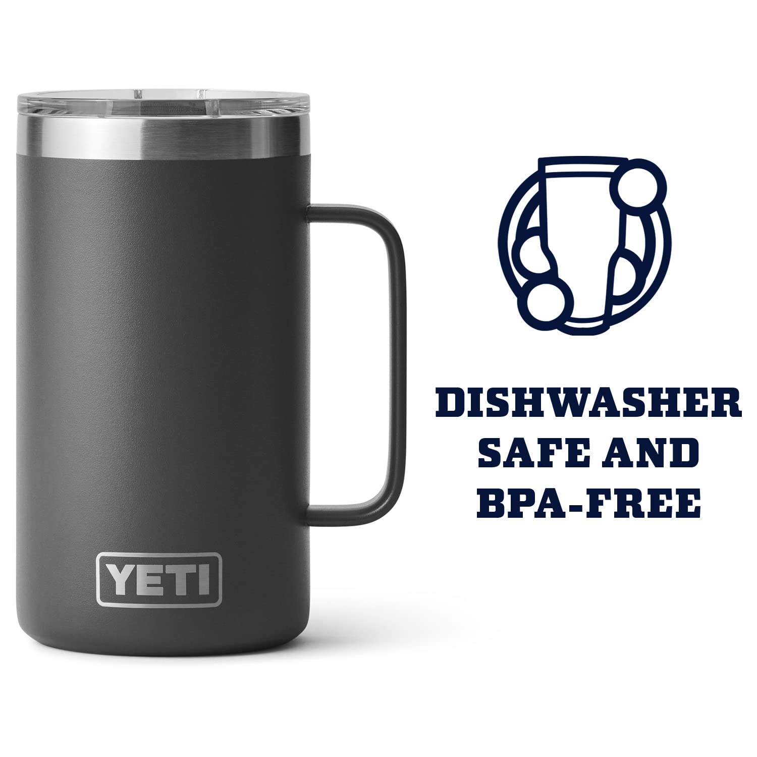 Amazon.co.jp: YETI Rambler 24 oz Mug, Vacuum Insulated, Stainless