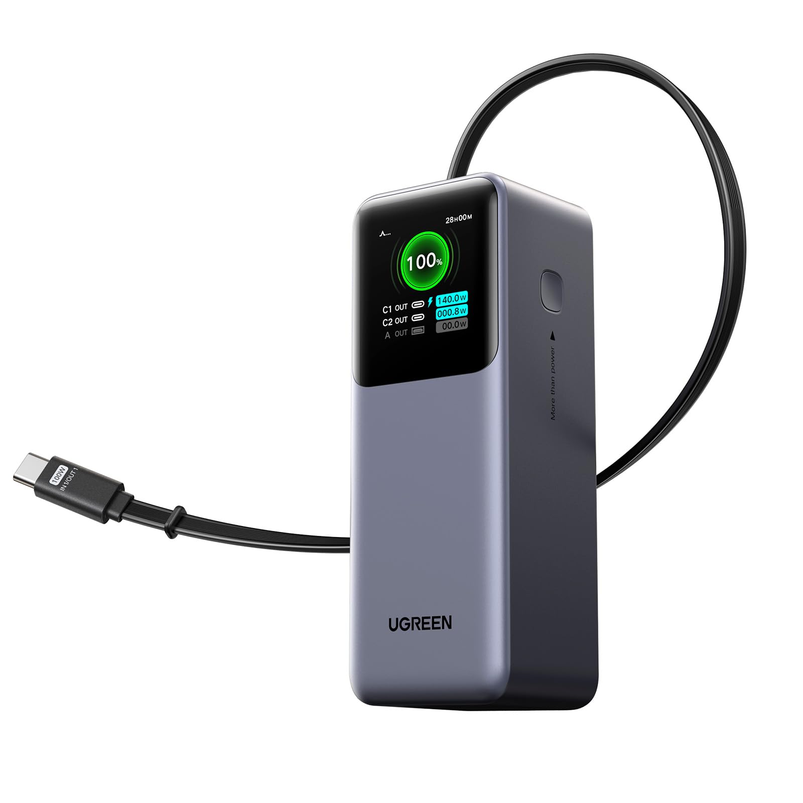 Amazon | UGREEN Nexode 巻取式USB-Cケーブル内蔵 モバイルバッテリー