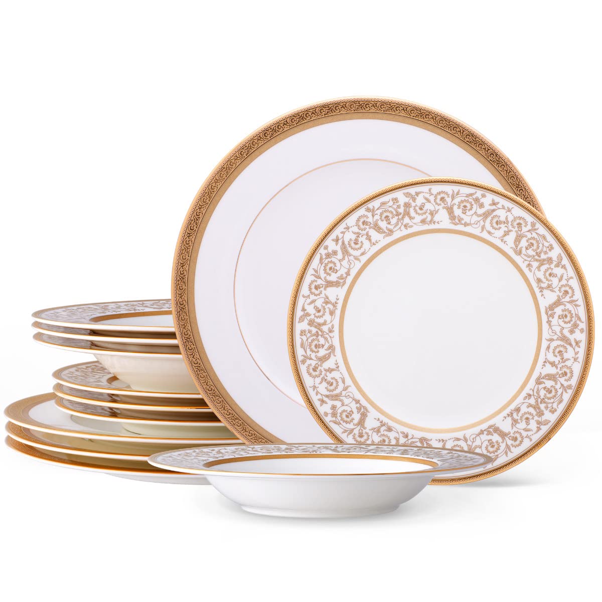 Amazon.com | Noritake Summit Gold 12-Piece Dinnerware Set, Service
