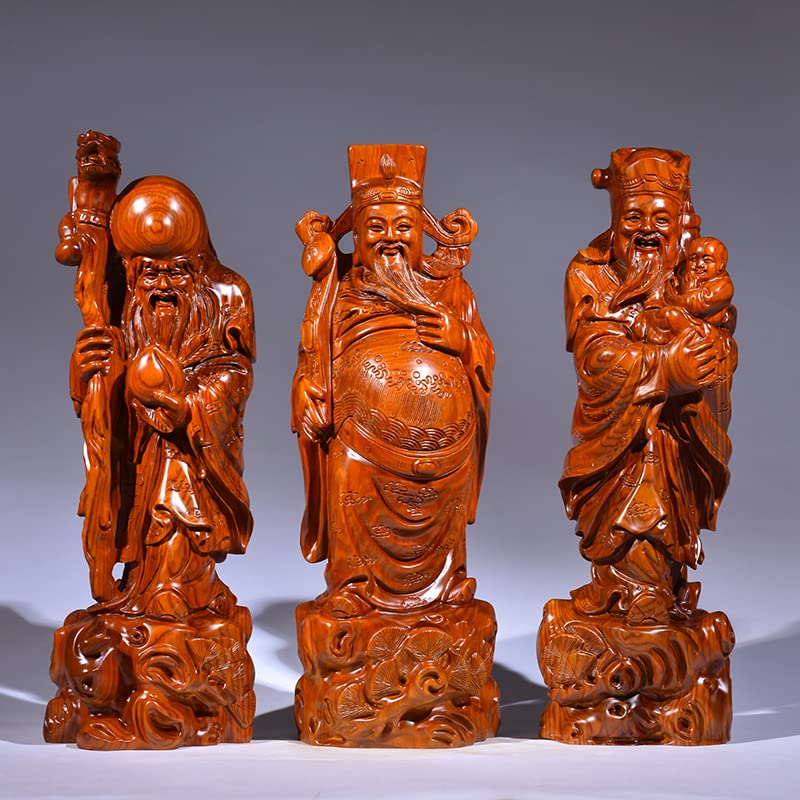 Amazon｜木彫仏像 七福神 置物 福禄寿 三体一組の仏像木製フィギュア