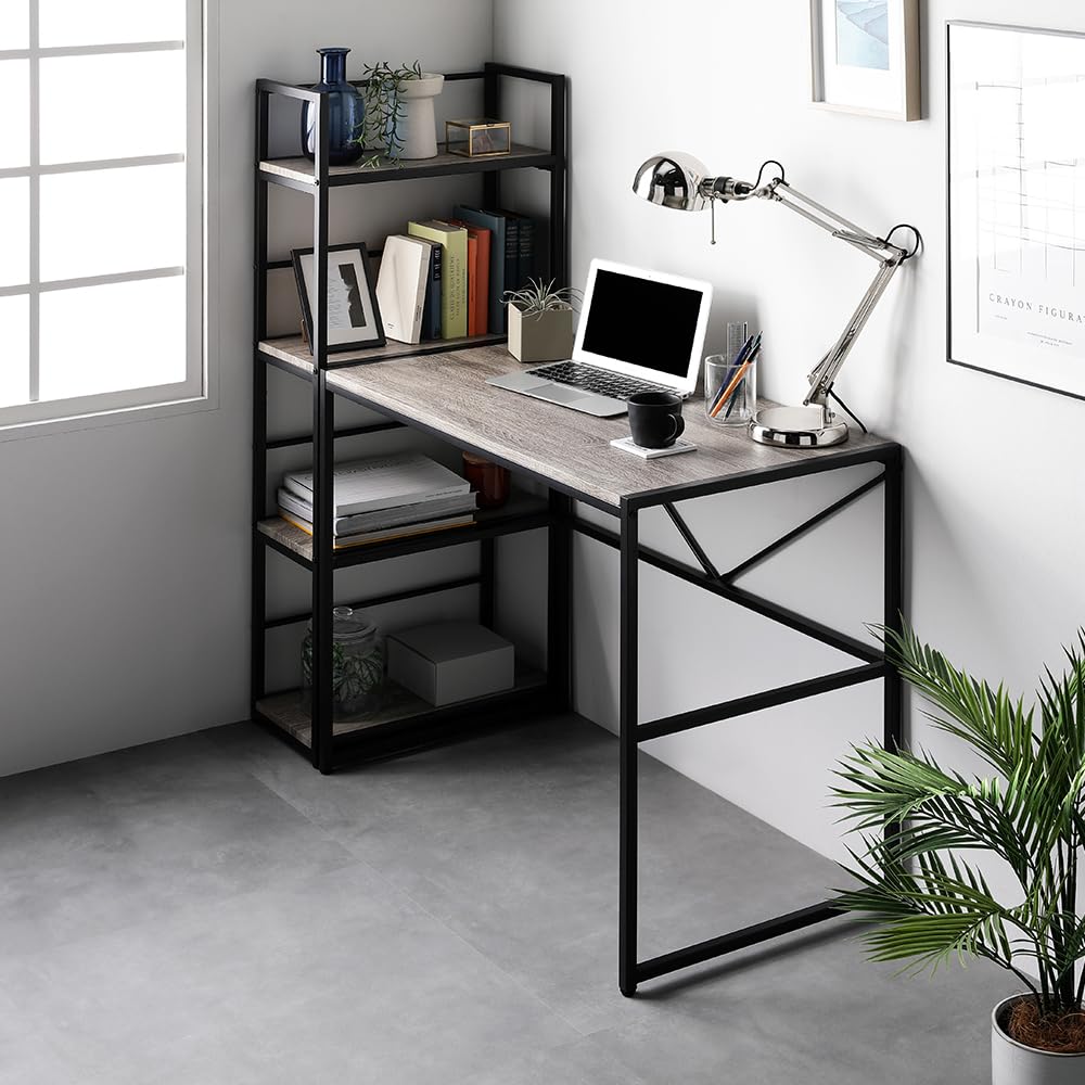 Amazon | RASIK パソコンデスク ラック付き 2点セット ヴィンテージ 幅