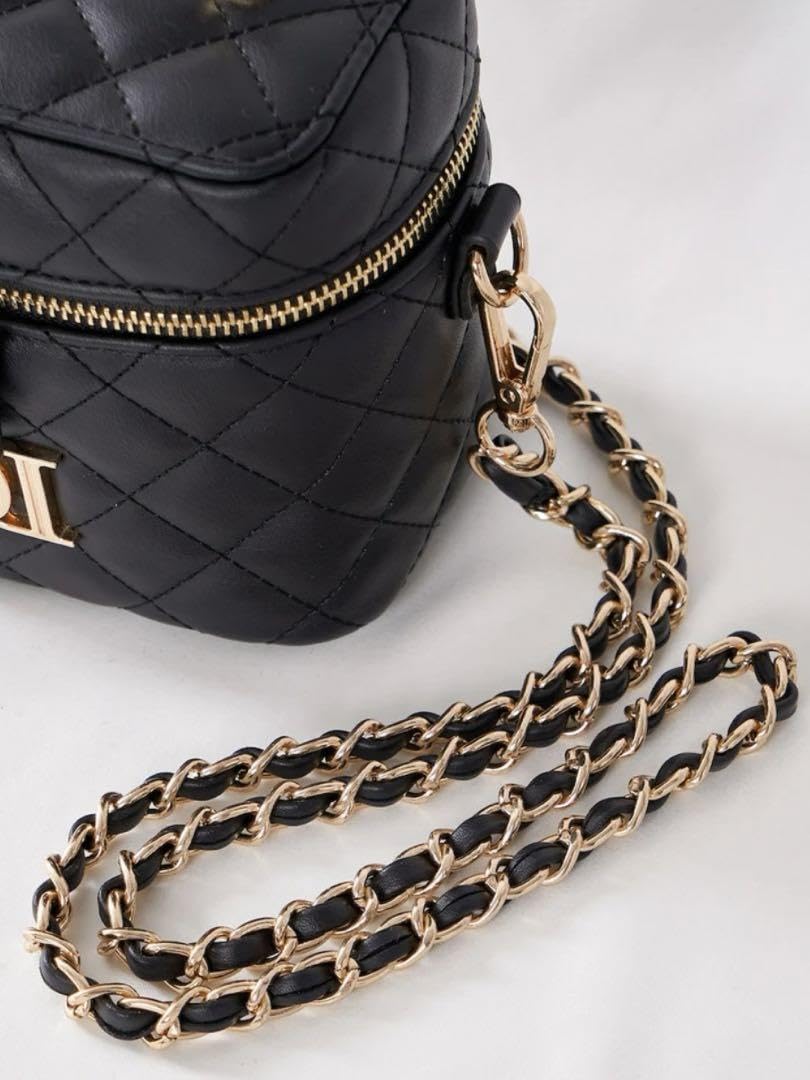 Amazon.co.jp: Darichキルティングスクエアミニバッグ (BLKゴールド