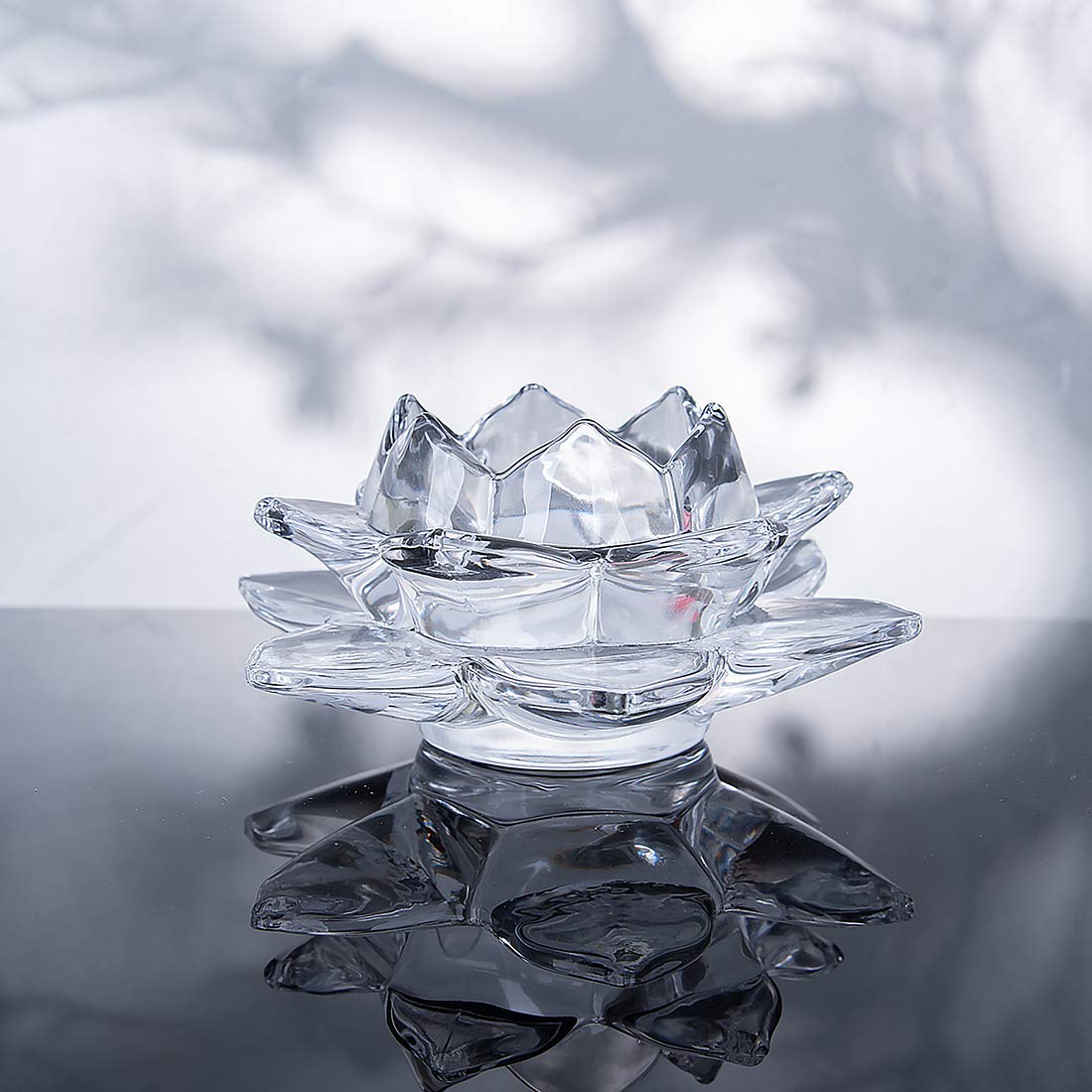 Amazon｜透明 ガラス 蝋燭立て 蓮の花 形 ろうそく立て キャンドル