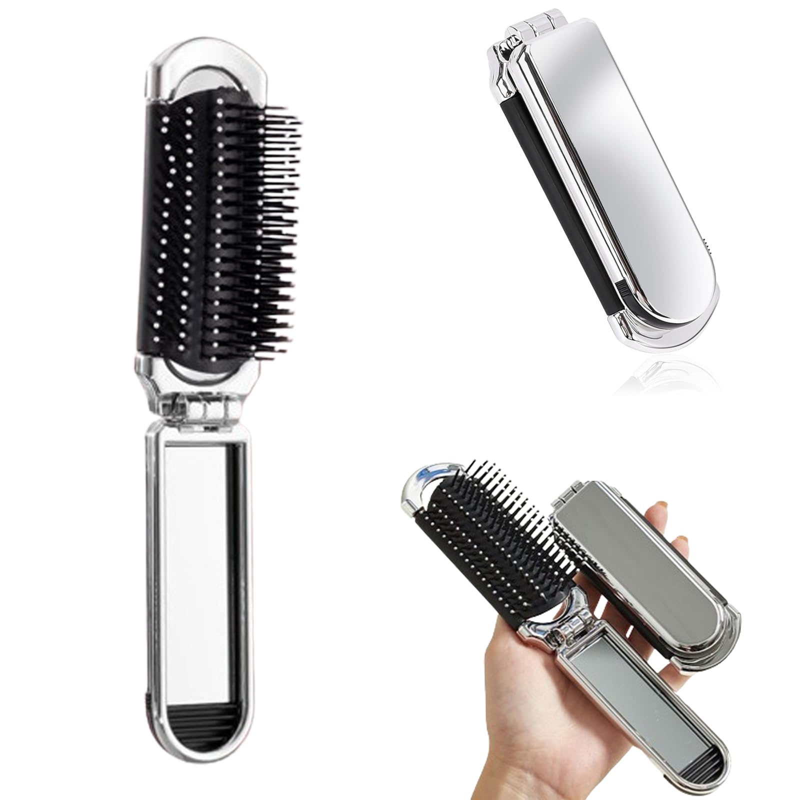 Amazon.co.jp: Coollooda 折りたたみブラシ 鏡付き 軽量 櫛 くしミラー