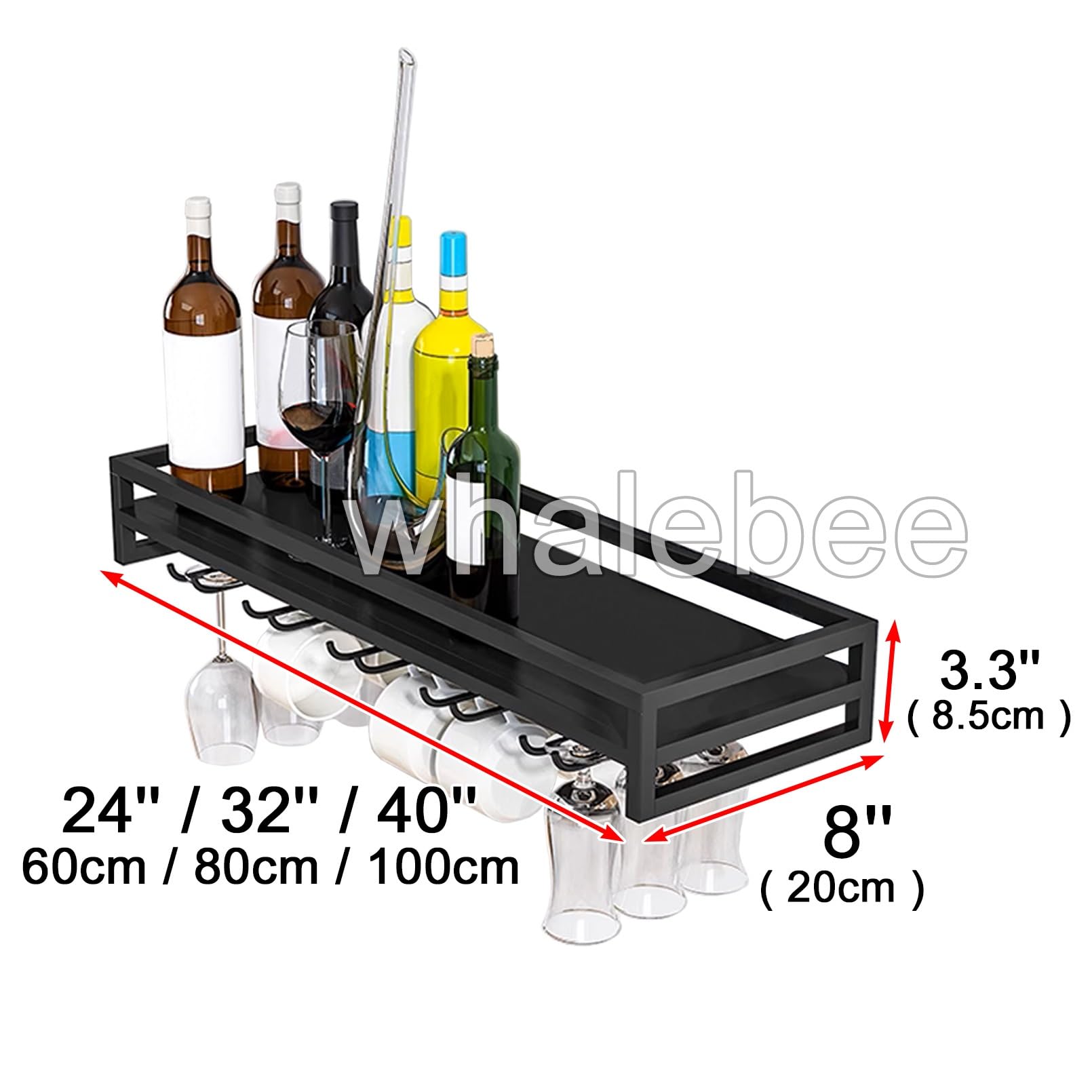 Amazon｜グラスハンガー 鉄製 壁掛け棚 60・80・100cm ワイングラス
