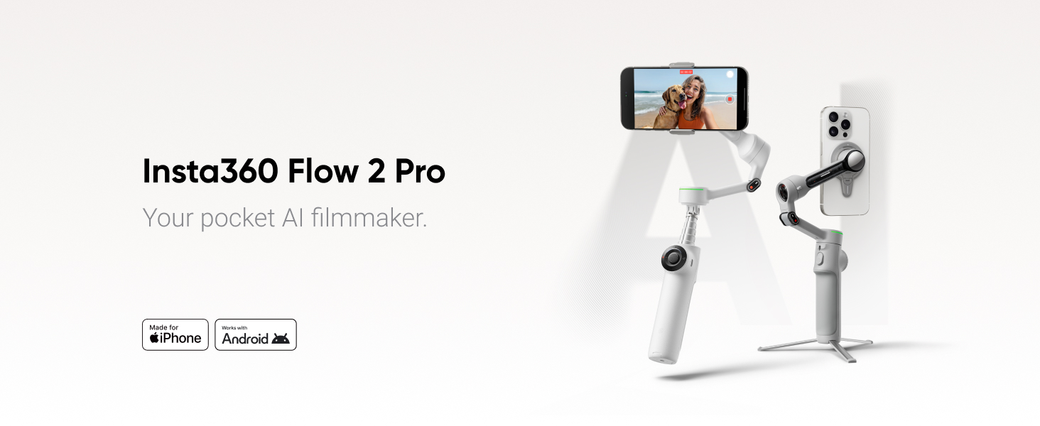 Amazon.com: Insta360 Flow 2 Pro Mic Bundle White - Foldable AI