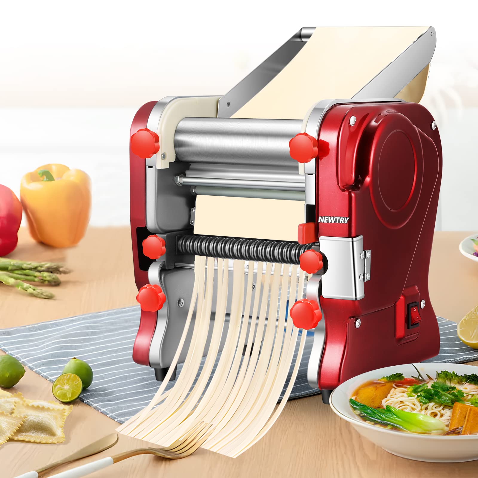 Amazon | NEWTRY 製麺機 パスタマシン 2mmの細麺 6mmの平麺 厚み調整