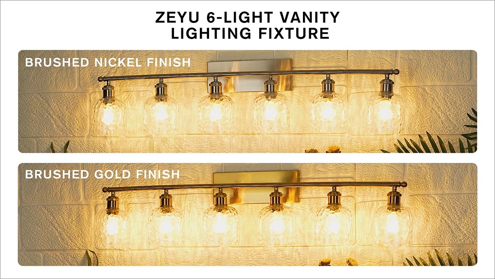 zeyu 6-Light Bathroom Wall Light Fixture, 42 Inch Modern Nickel