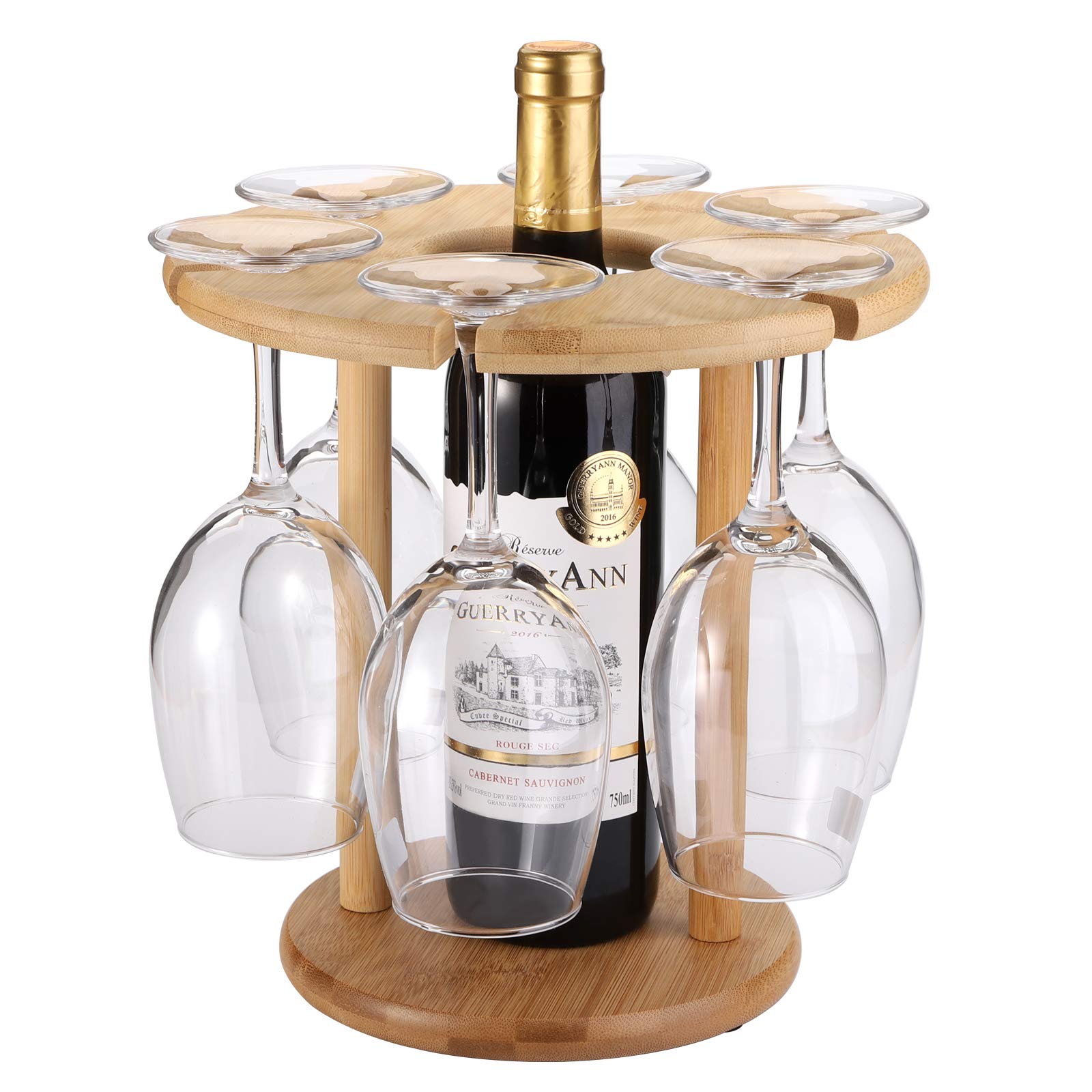 Amazon｜Cedilis ワイングラス乾燥ラック 竹ワインボトルホルダー 木製