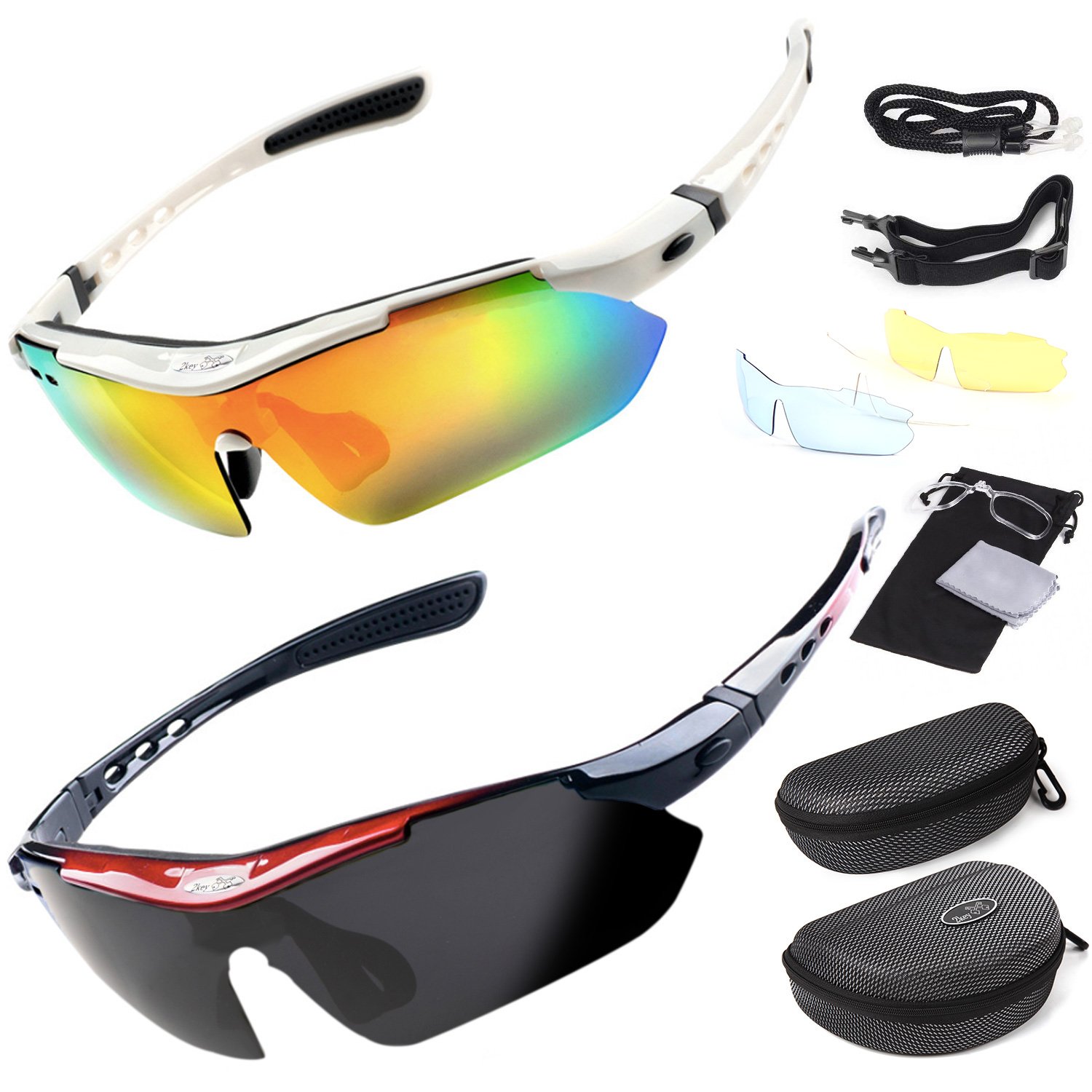 Amazon | 2key 偏光レンズ スポーツサングラス サングラス2本 ケース2