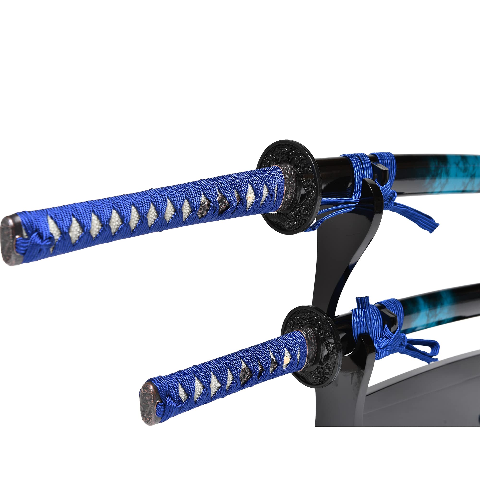 Amazon | 【模造刀】【居合刀】大小刀マーブル鞘 漆黒塗木台刀掛セット