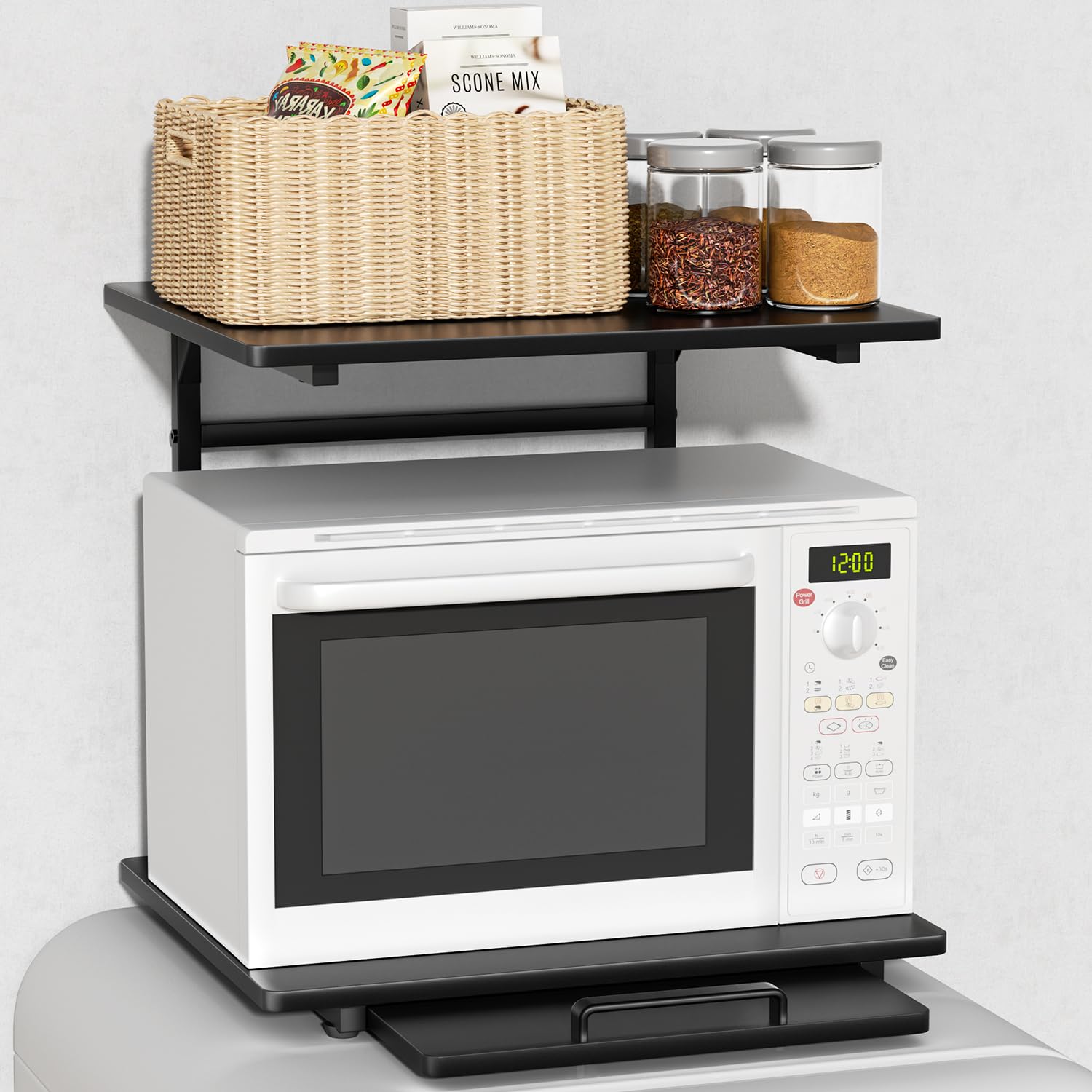 Amazon｜UTIMIU 冷蔵庫上ラック レンジラック スライド棚付き キッチン