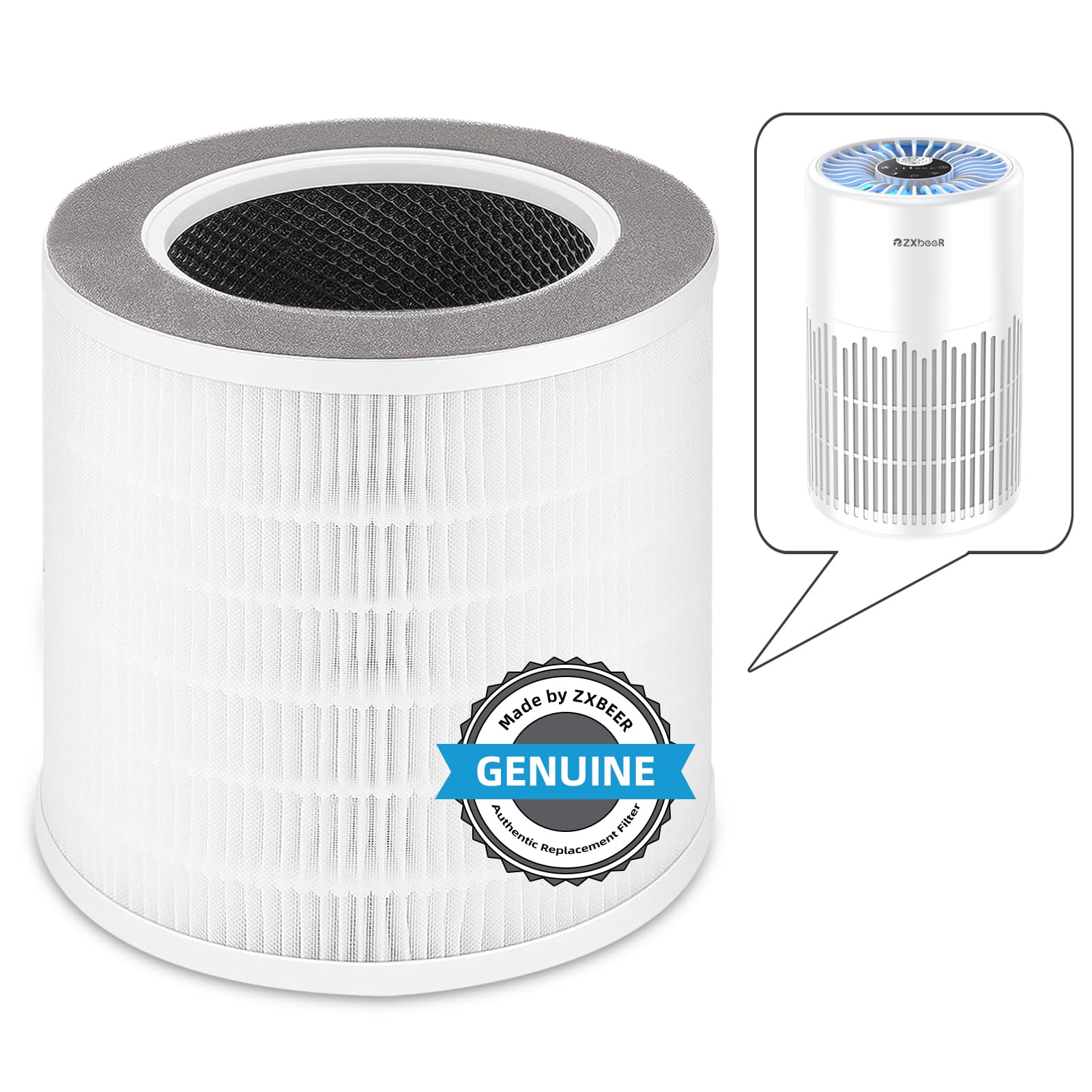 ZXBEER True HEPA Filter Compatible With Model ZXA101 Air Purifier
