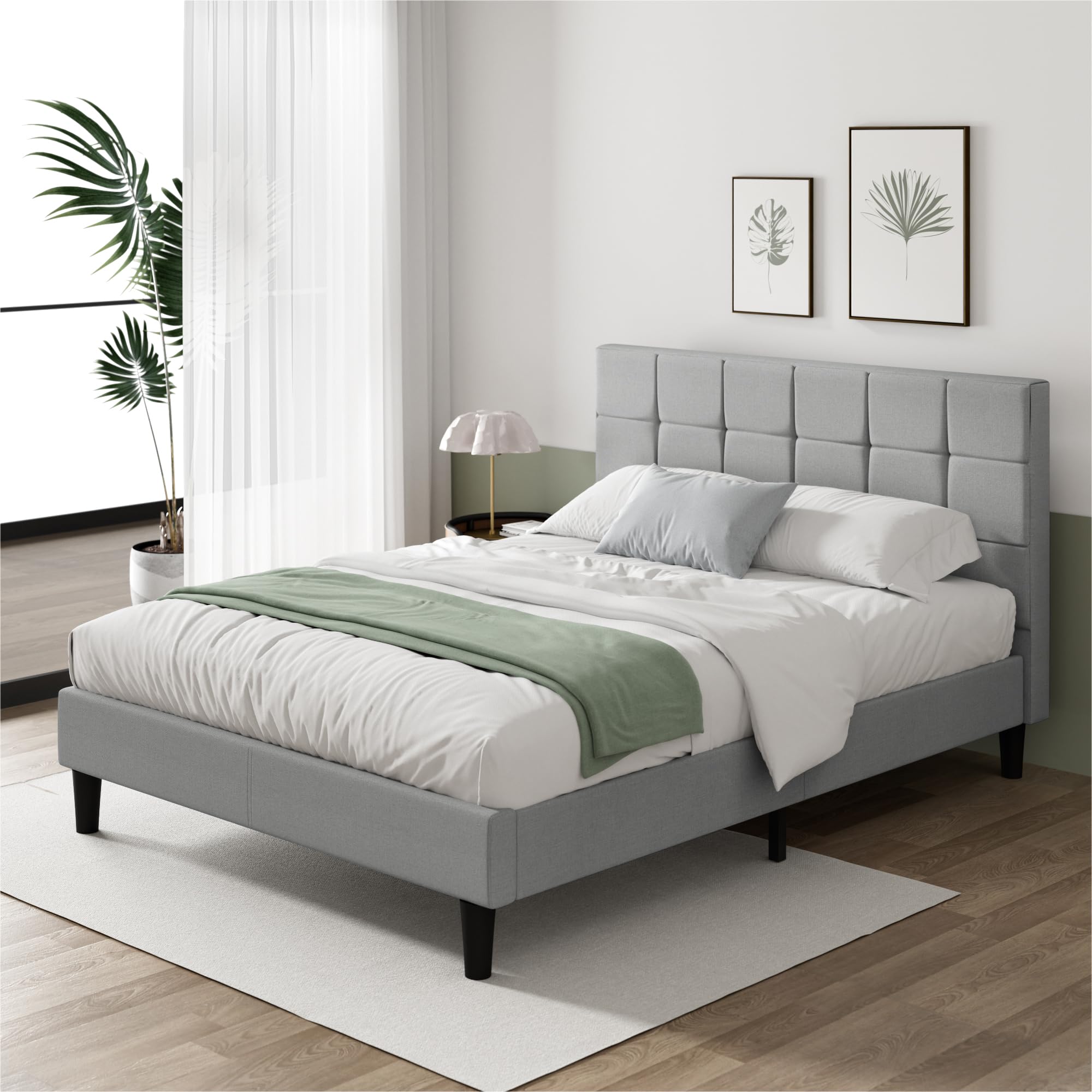 Amazon.co.jp: ZINUS Lottie ベッドフレーム ファブリック クイーン