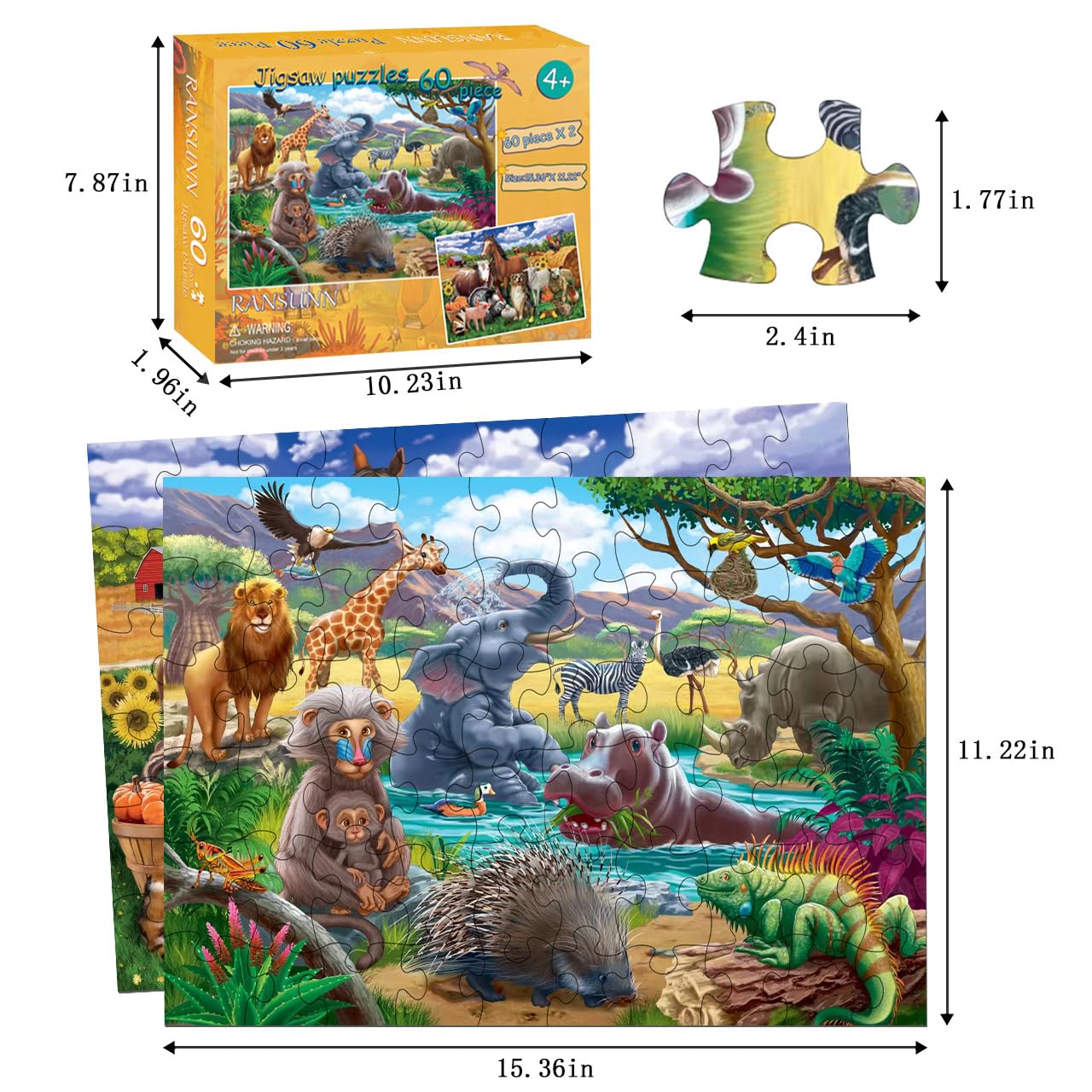 Amazon.com: RANSUNN Puzzles for Kids Ages 4-8 Year Old - Farm