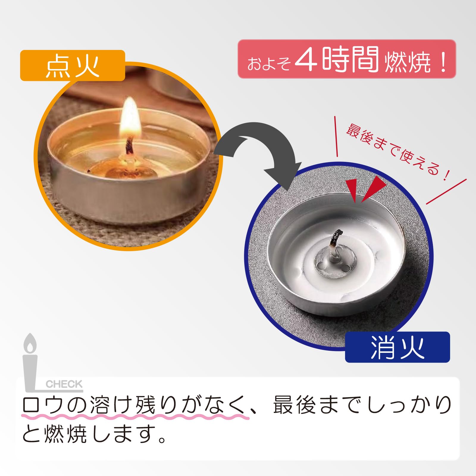 Amazon.co.jp: ティーライトキャンドル 50個 4時間燃焼 無香料 アルミ