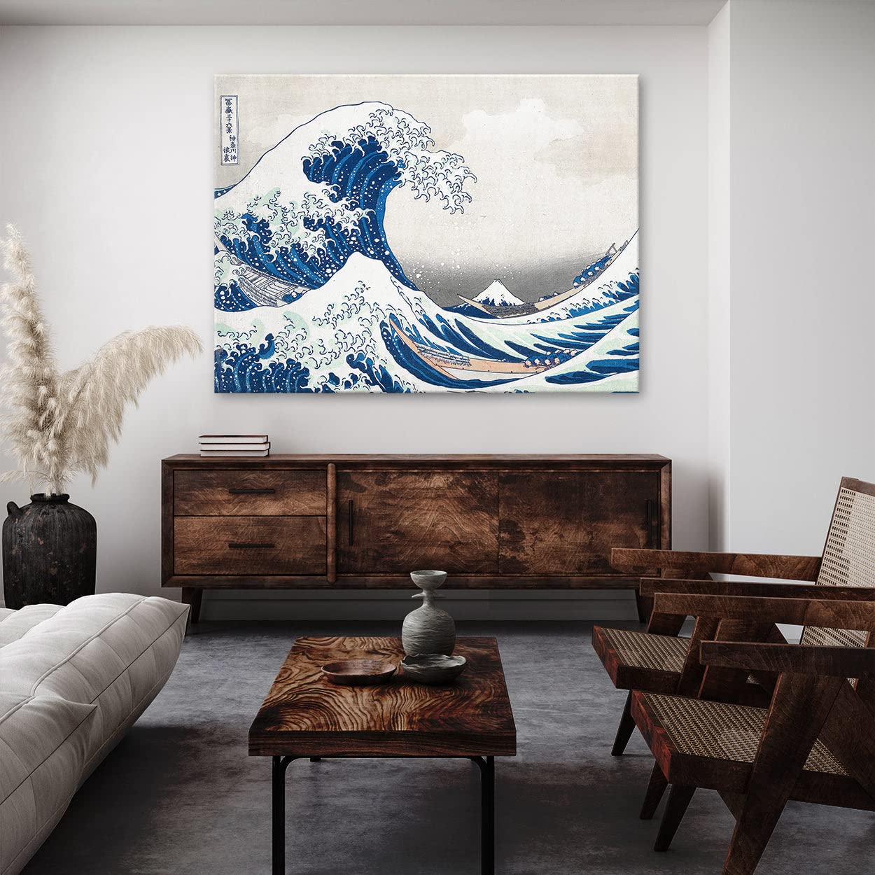 Katsushika Hokusai, Tsunami 1615 Canvas Art - Home Decor Wall Art