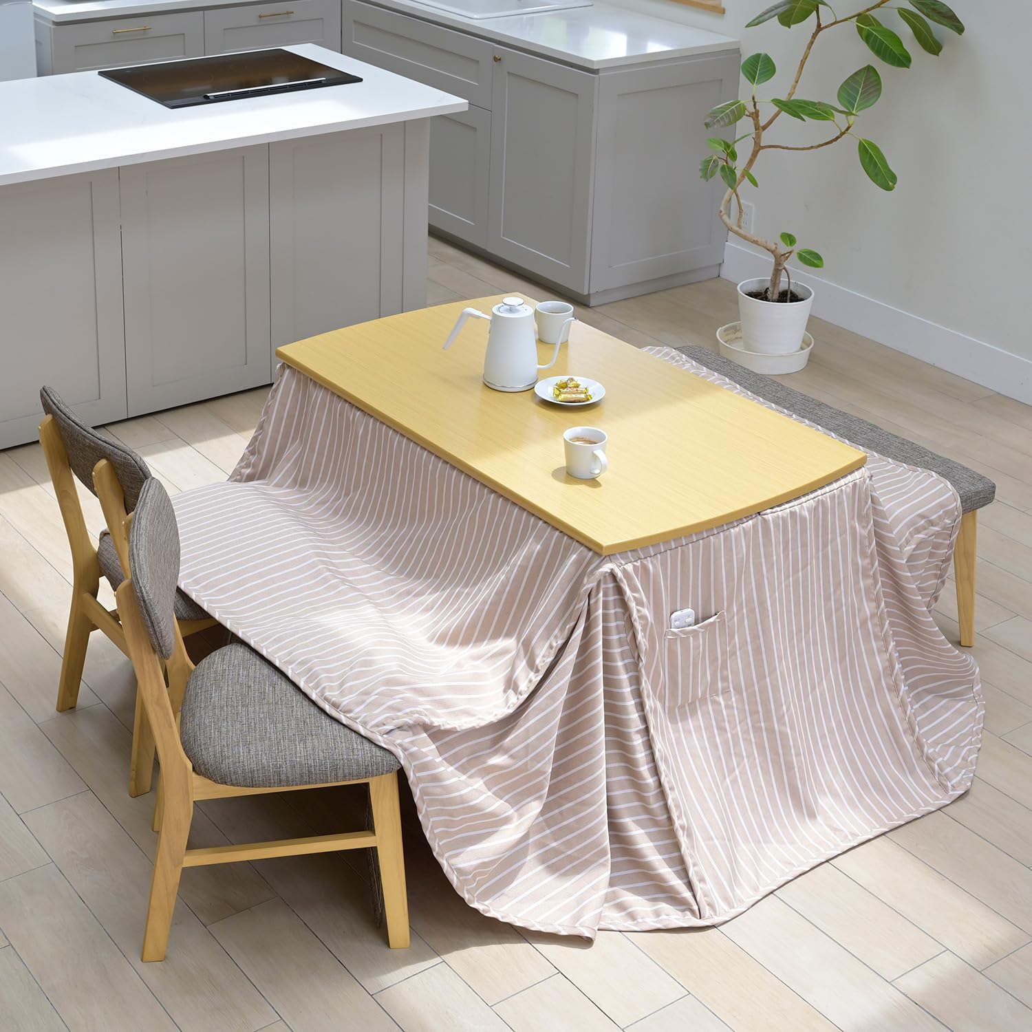 Amazon.co.jp : [山善] ダイニングこたつ5点セット (こたつ・椅子2脚