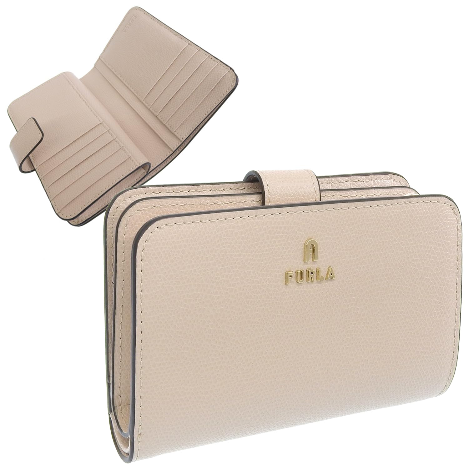 Amazon | [フルラ] 二つ折り財布 カメリア Mサイズ ベージュ