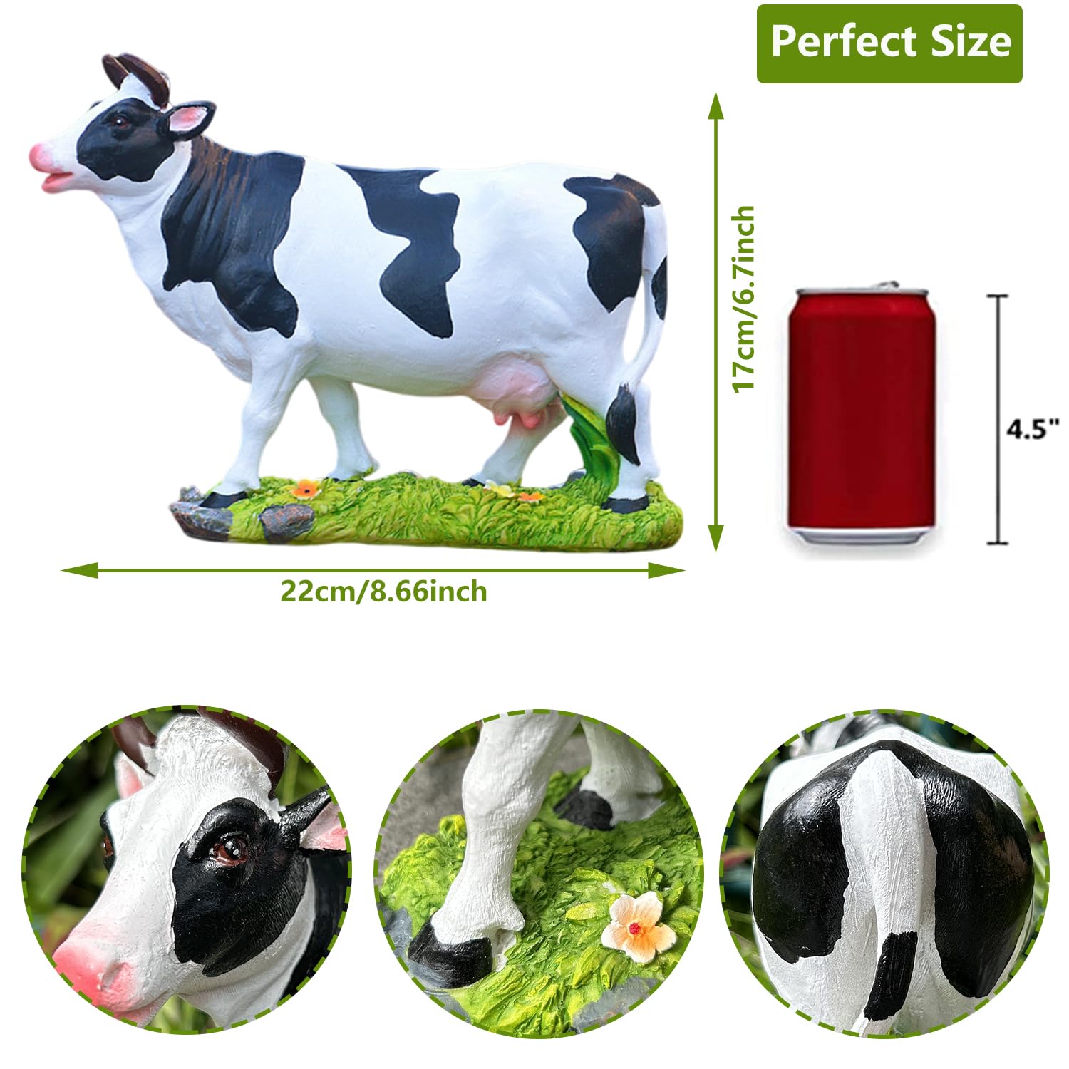 Amazon.co.jp: XKFLAUHM ホルスタイン牛の置物 8.75インチ x 6.7インチ