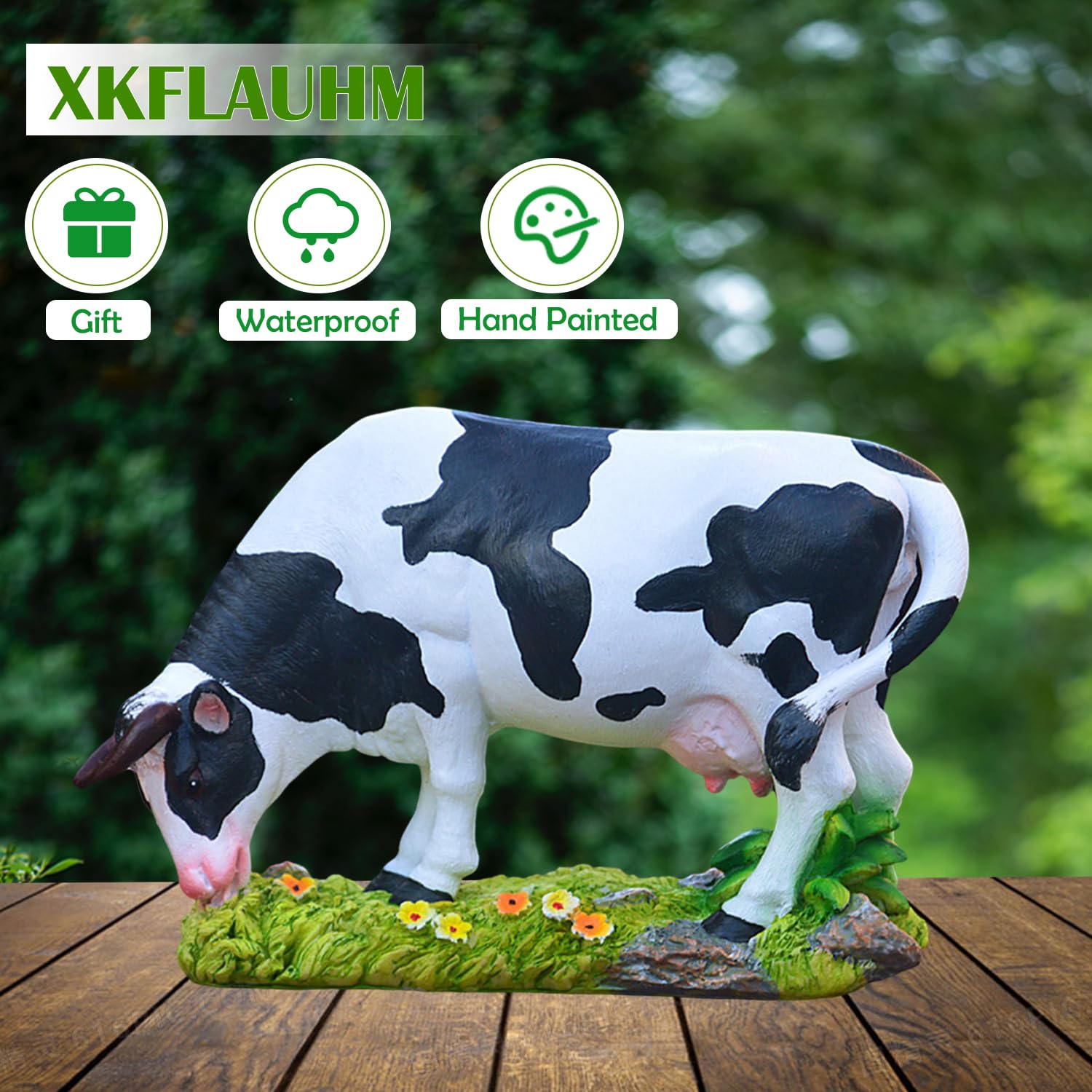 Amazon.co.jp: XKFLAUHM 牛像 9x7インチ、黒と白のホルスタイン牛の