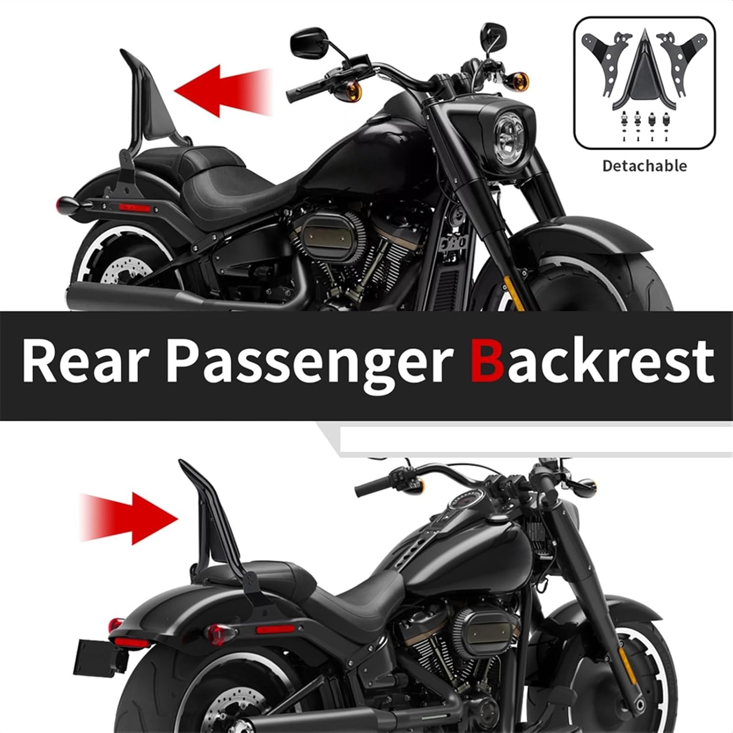 SHYYBD バイク用シシーバー取り外し可能パッセンジャーバックレスト