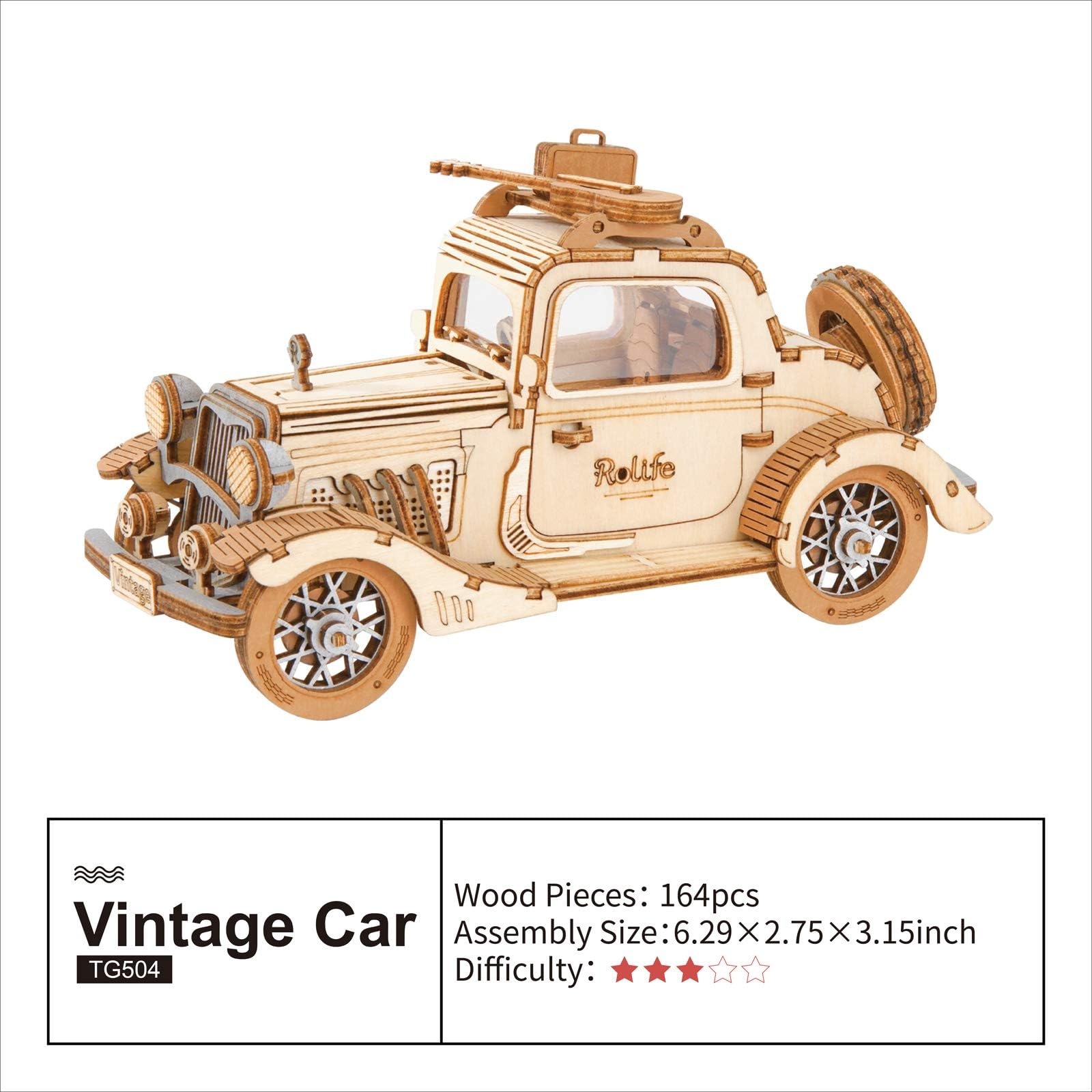 Amazon.com: Rolife 3D Wooden Puzzles Retro Car Model
