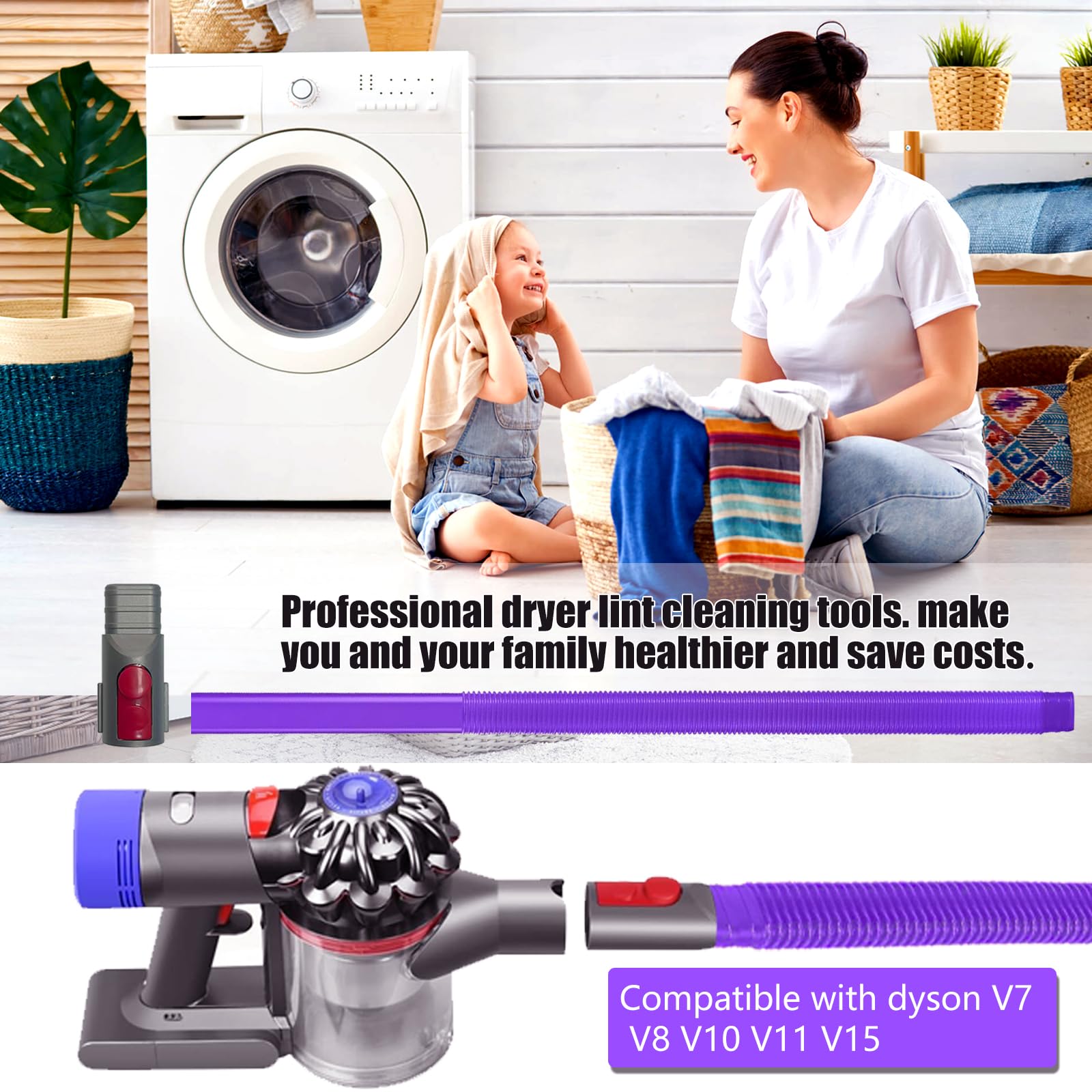 Amazon.com: Dryer Vent Cleaning Kit for Dyson V7 V8 V10 V11 V12