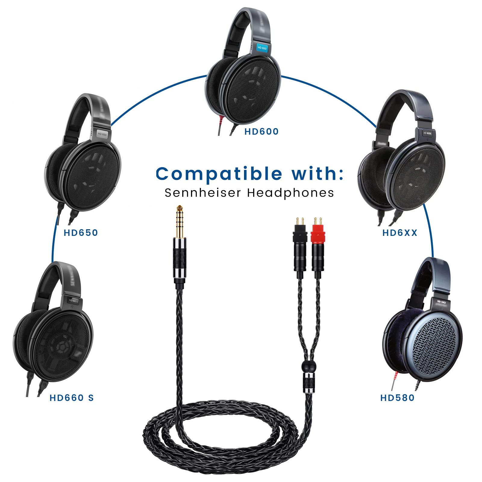 Amazon | weishan 4.4mm バランスケーブル 交換用 ゼンハイザー HD600