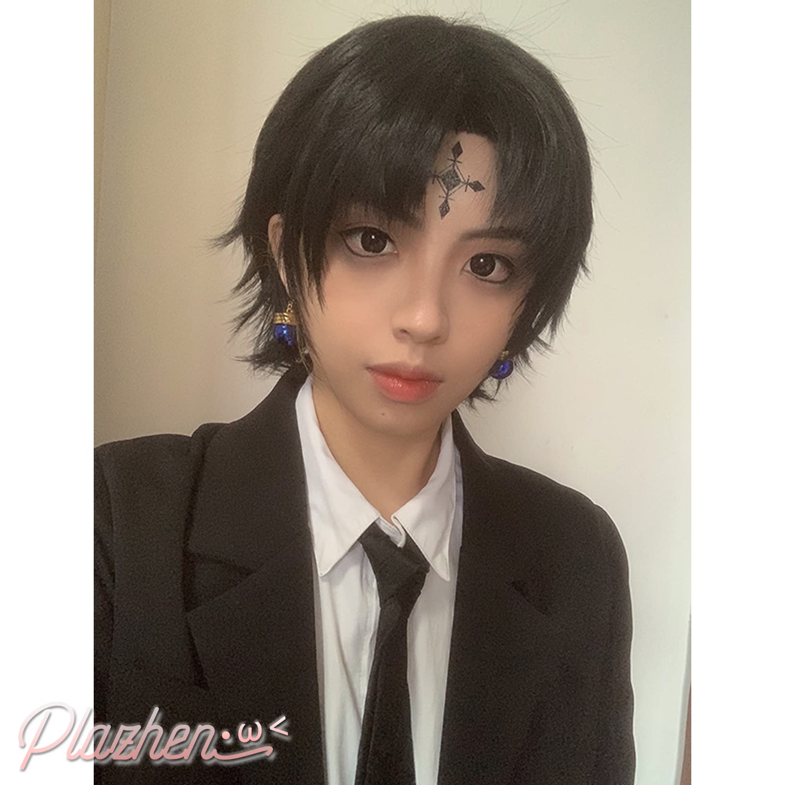 Amazon.co.jp: Plazhen コスプレ ウィッグ ＋ 耳飾り ＋ タトゥー