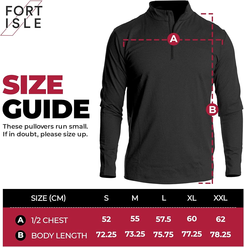 Fort Isle Men's Long Sleeve Half-Zip Pull Over Shirt - XXL - Dark