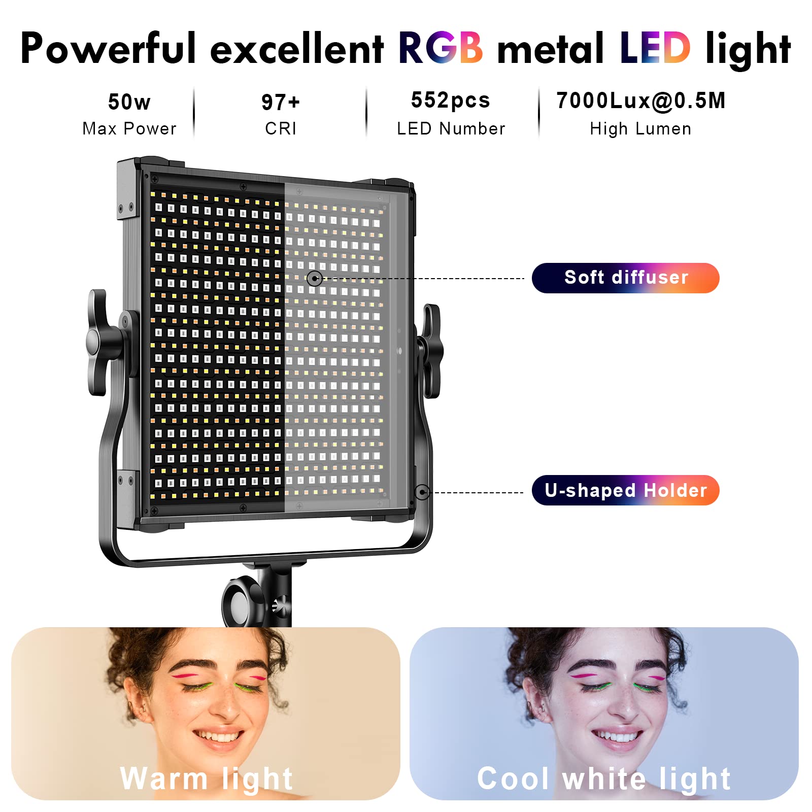 Amazon | Pixel RGB LEDビデオ照明 50W スタジオライト リモコン付き