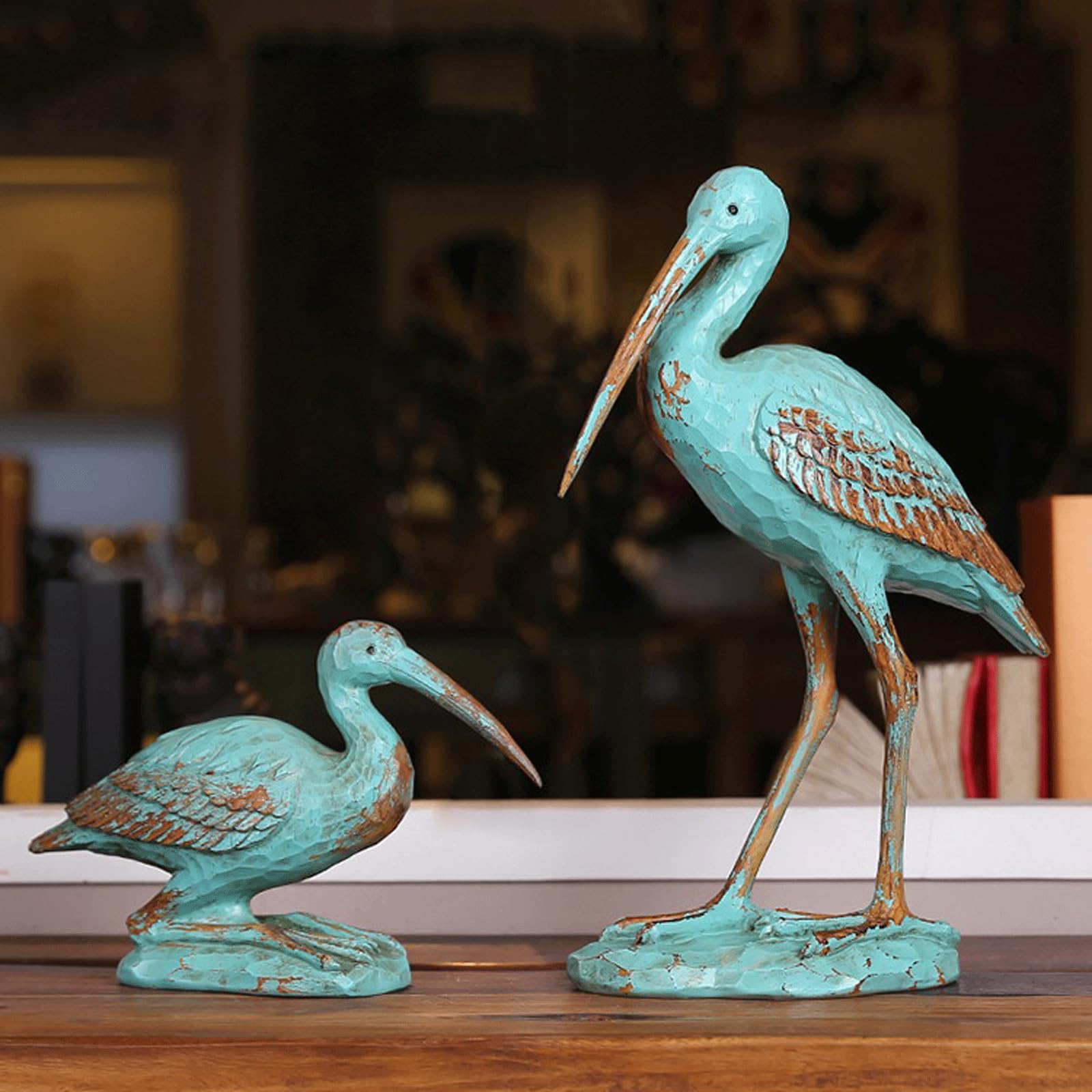 Amazon.co.jp: 樹脂地中海スタイル模造木製ペリカン海鳥彫刻面白い動物