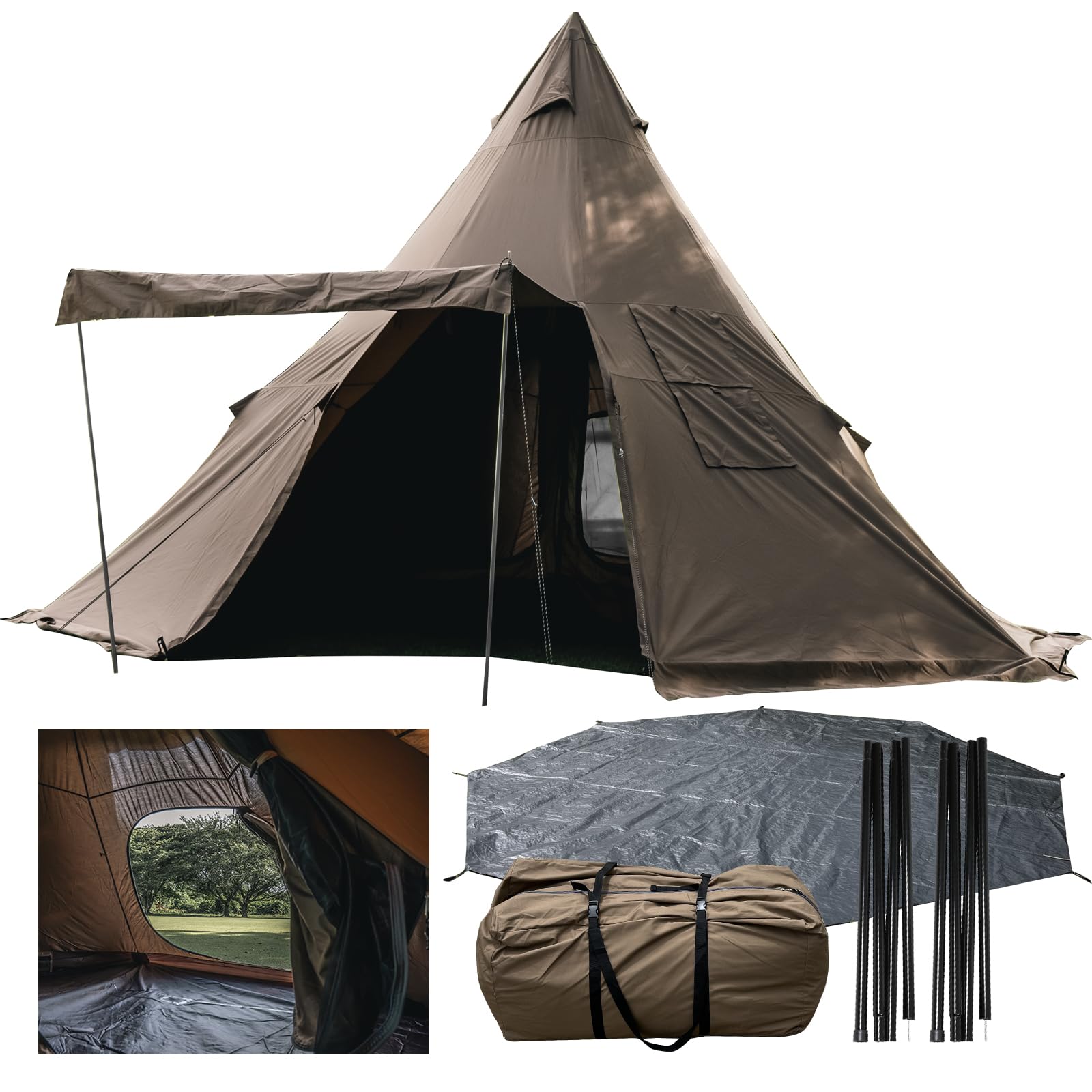 Amazon | RcrCamp ワンポールテント 大型 TC ポリコットンインナー