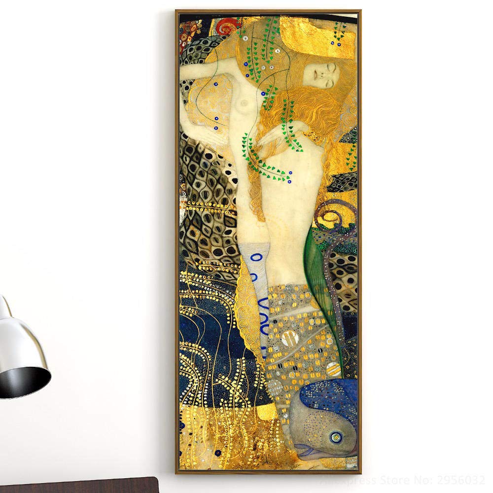 Amazon.co.jp: 水蛇グスタフクリムト有名なキャンバス油絵画インテリア