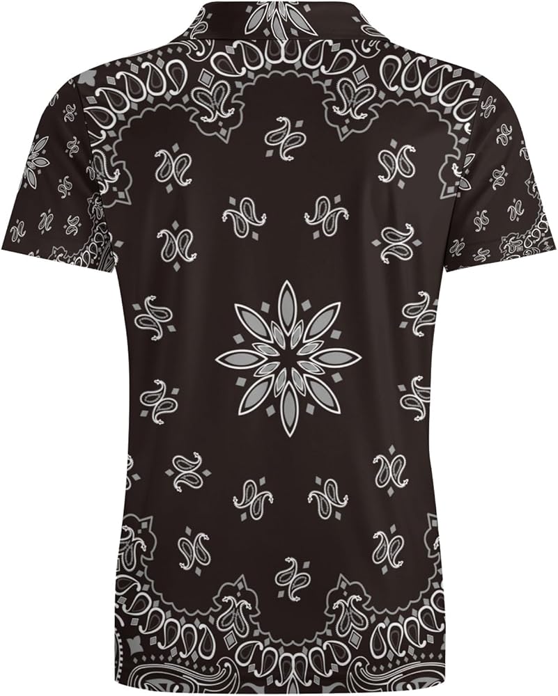 Black Paisley Bandana Men's Polo Shirts Short Sleeve Slim-Fit Golf