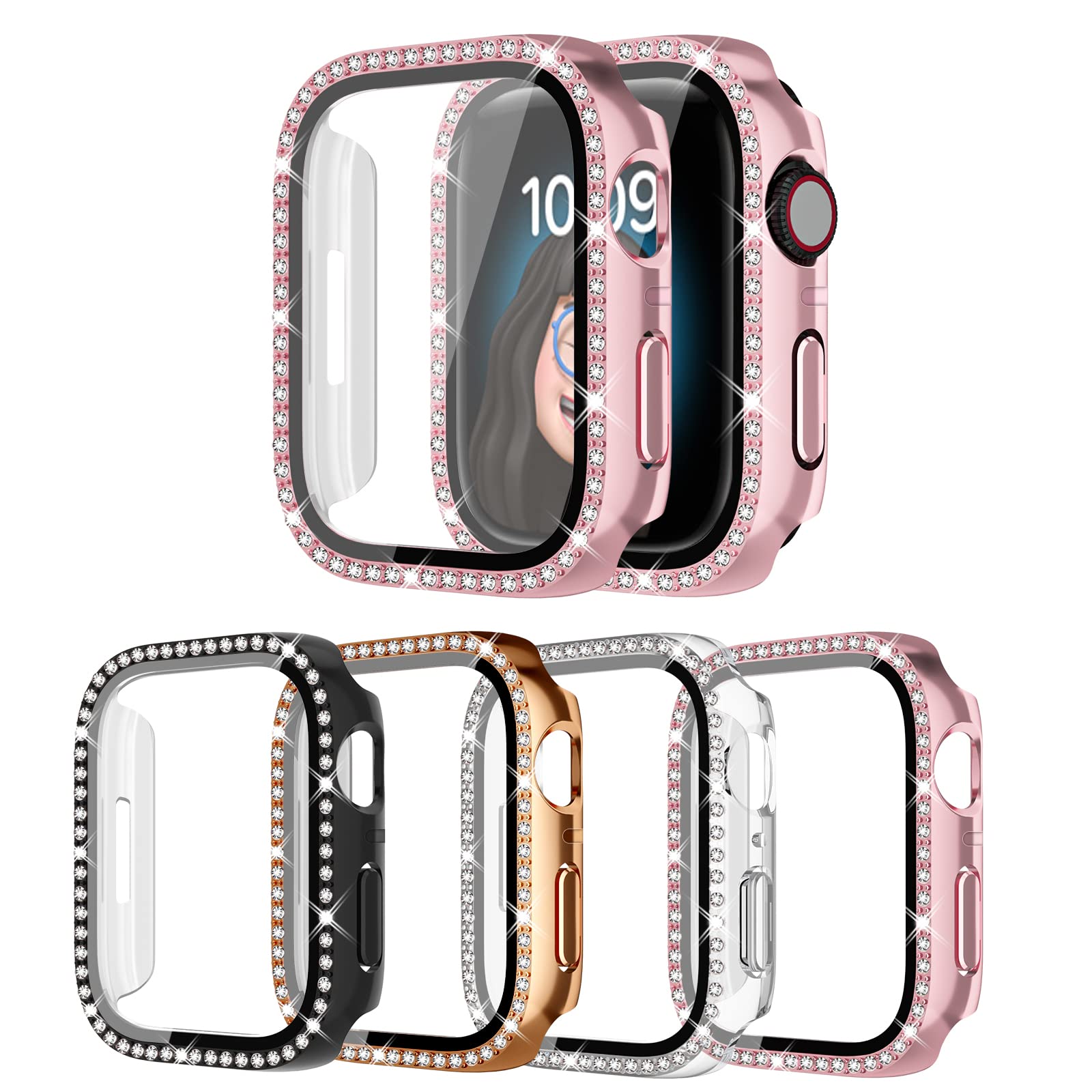 Amazon.com: 4 Pack Bling Case for Apple Watch Series 9/8/7 41mm