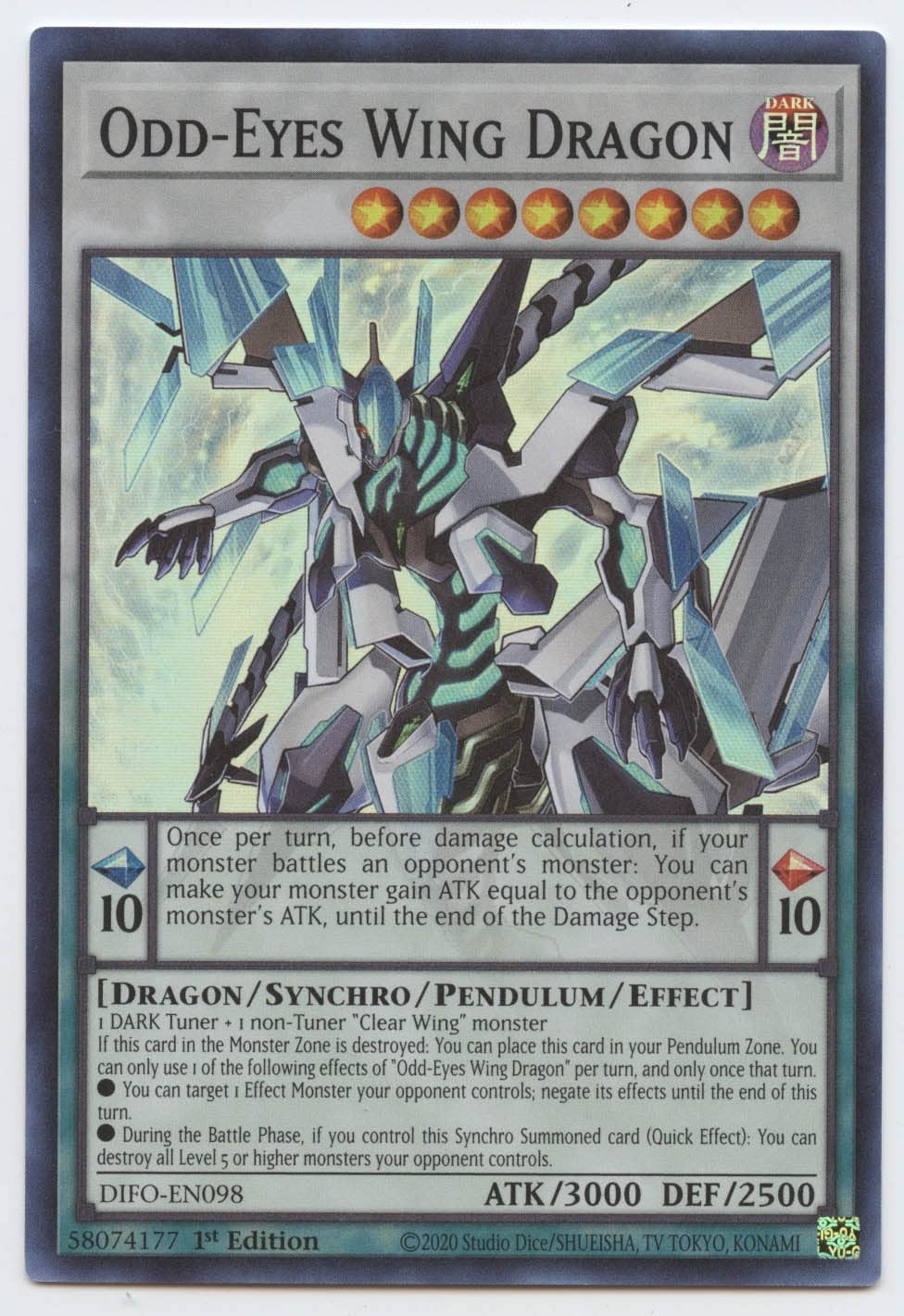 Amazon.com: Odd-Eyes Wing Dragon - DIFO-EN098 - Super Rare - 1st
